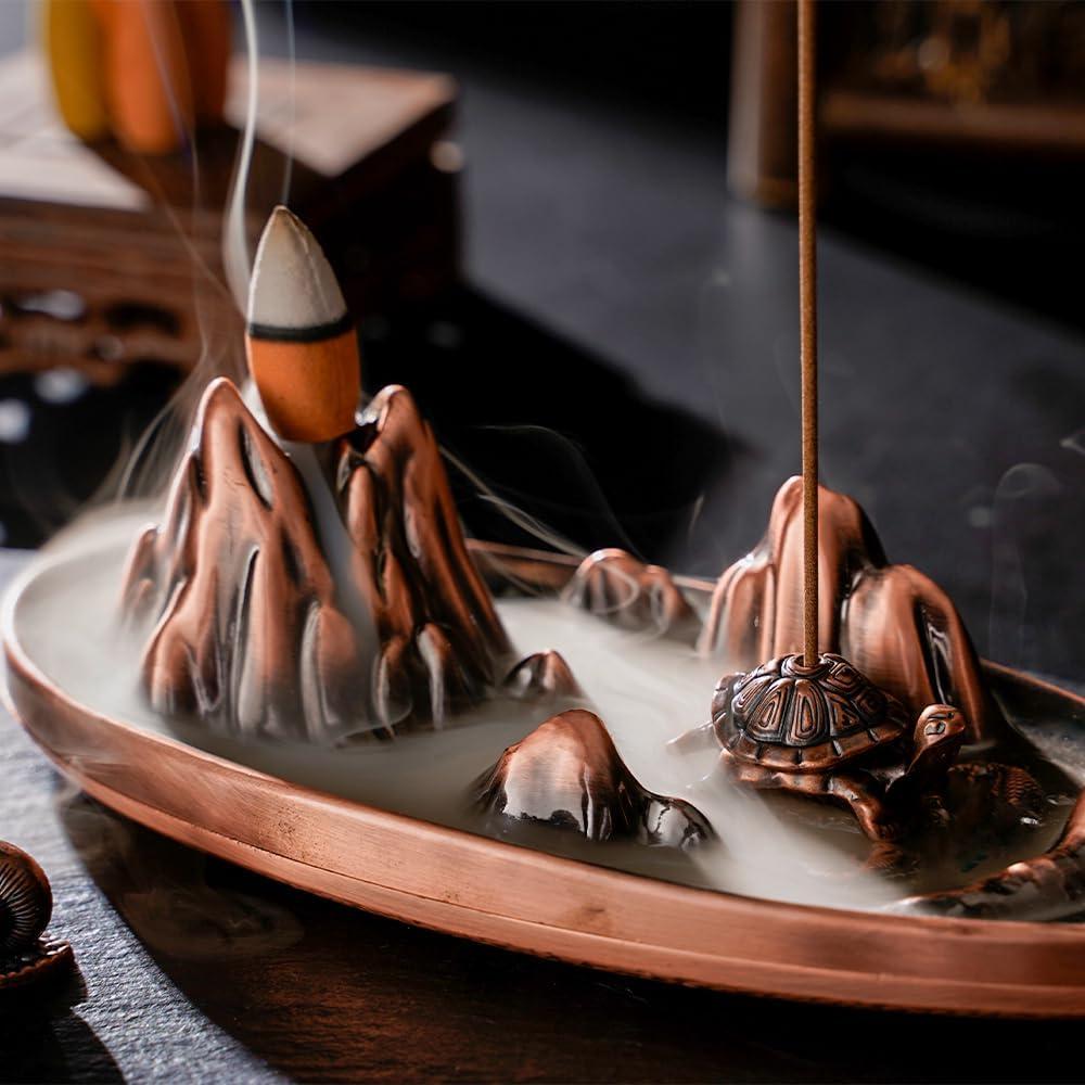 Soporte de Incienso Retroceso Wellsee Bronce Rojo 21.1x8.9 cm