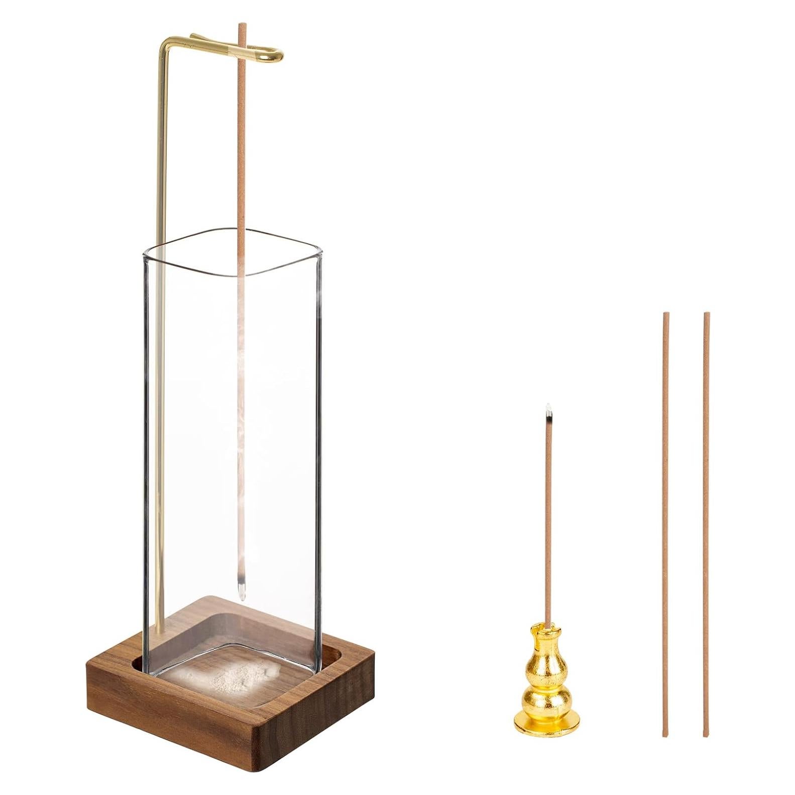 Quemador de Incienso DNZRONK de Vidrio y Madera 20.3 cm