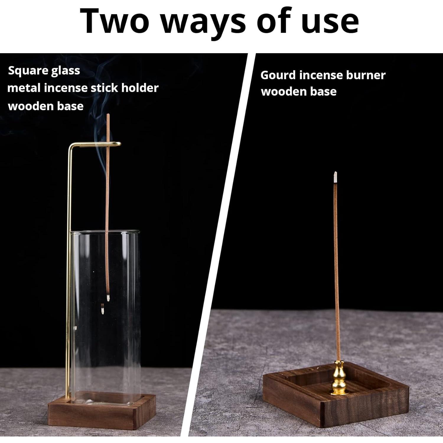 Quemador de Incienso DNZRONK de Vidrio y Madera 20.3 cm