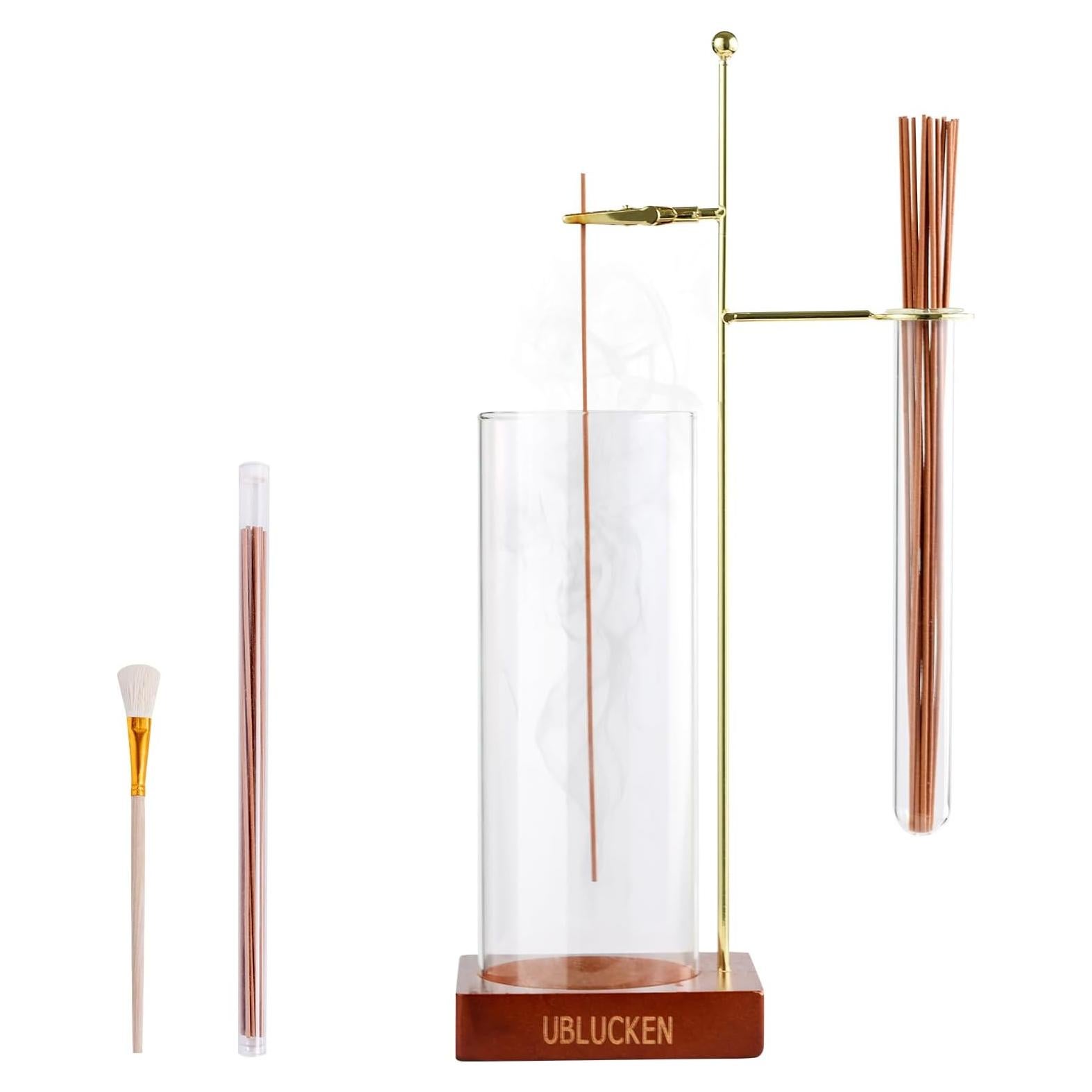 Soporte de Incienso UBLUCKEN con 20 Varitas y Cepillo - Vidrio