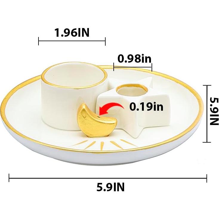 Soporte de Incienso 4 en 1 Metackle Cerámica Blanco y Dorado