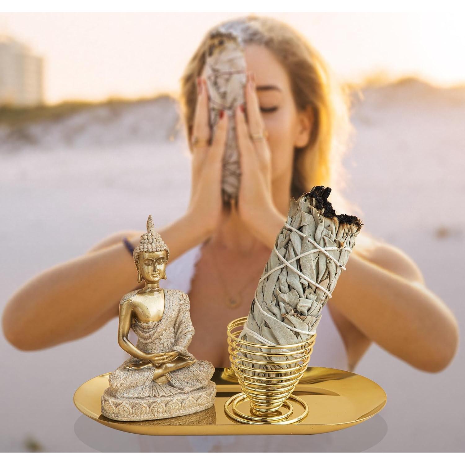 Soporte de Incienso 6 en 1 ZenBless - Palo Santo y Buda Dorado
