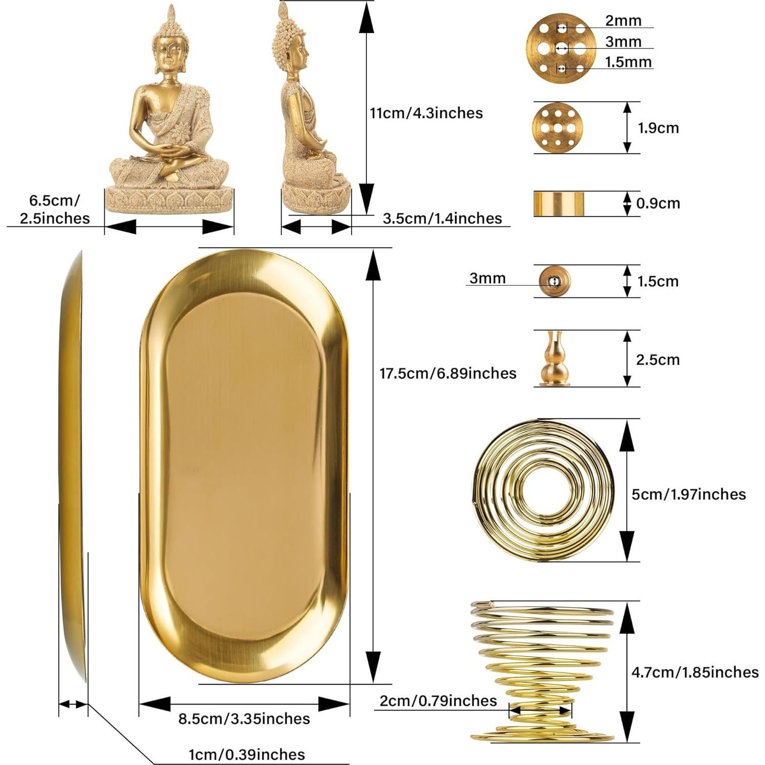 Soporte de Incienso 6 en 1 ZenBless - Palo Santo y Buda Dorado