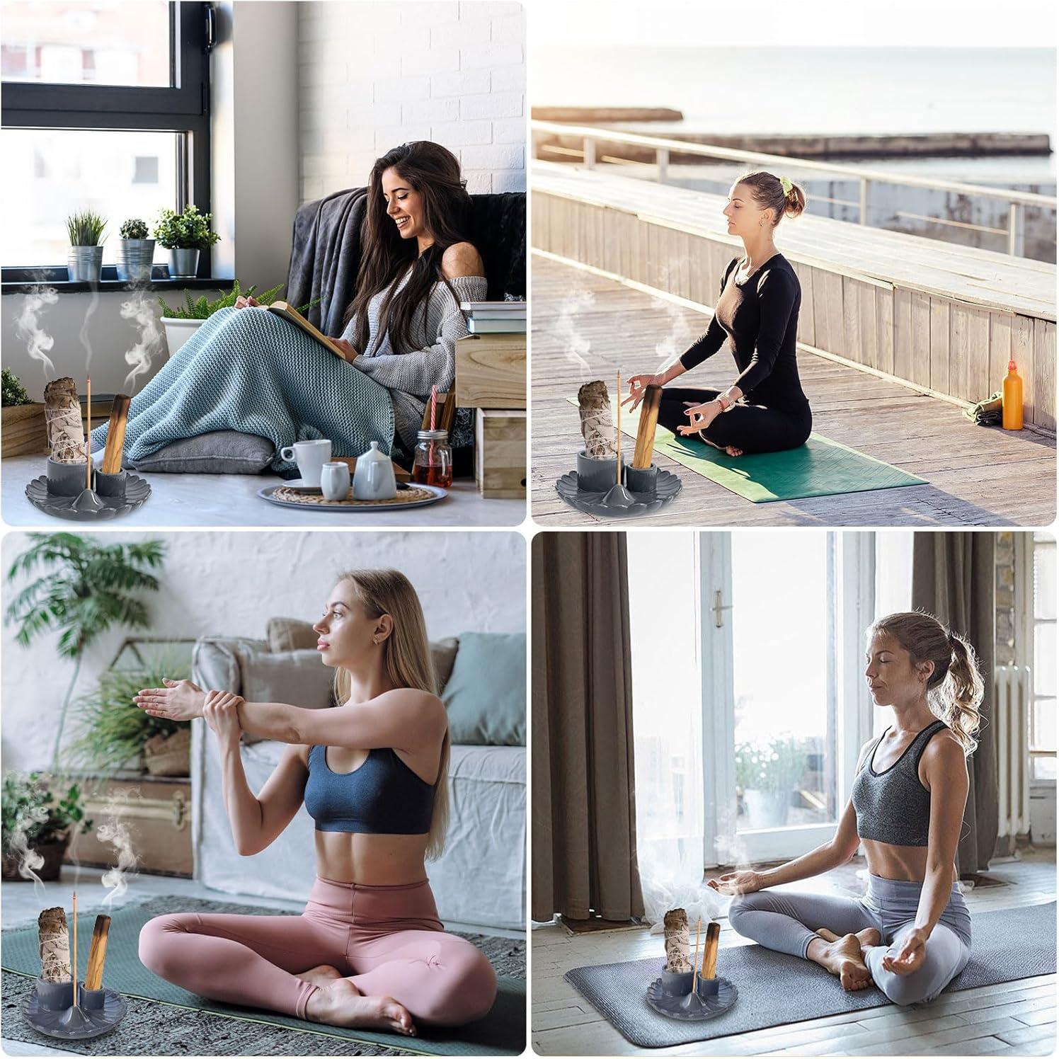 Soporte de Incienso Cerámica Xingruyu 4 en 1 para Meditación