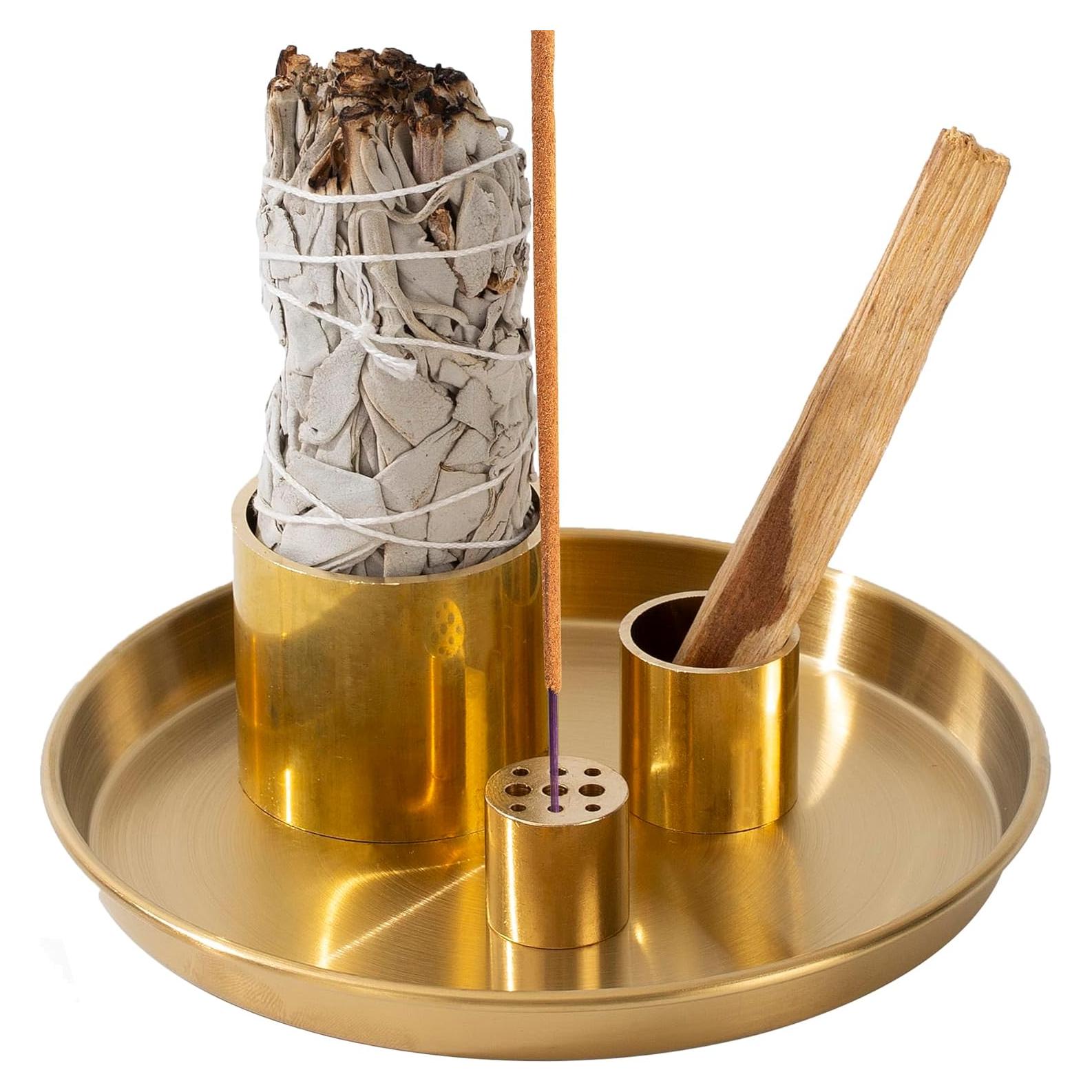 Soporte de Incienso IVWOXO de Latón 14 cm - Recogedor de Cenizas