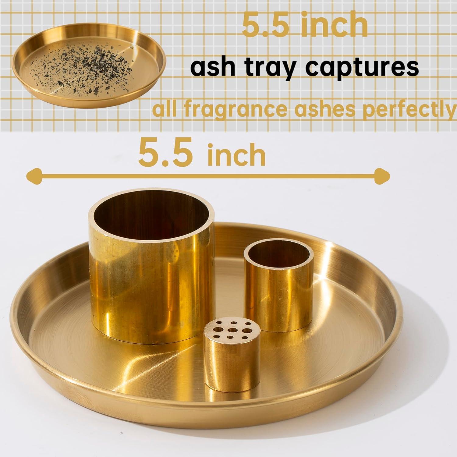 Soporte de Incienso IVWOXO de Latón 14 cm - Recogedor de Cenizas