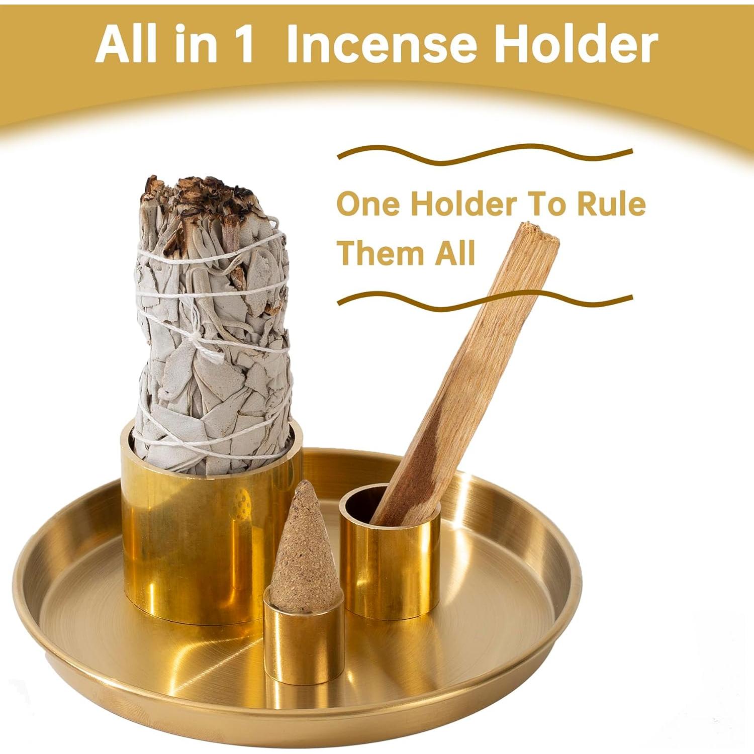 Soporte de Incienso IVWOXO de Latón 14 cm - Recogedor de Cenizas