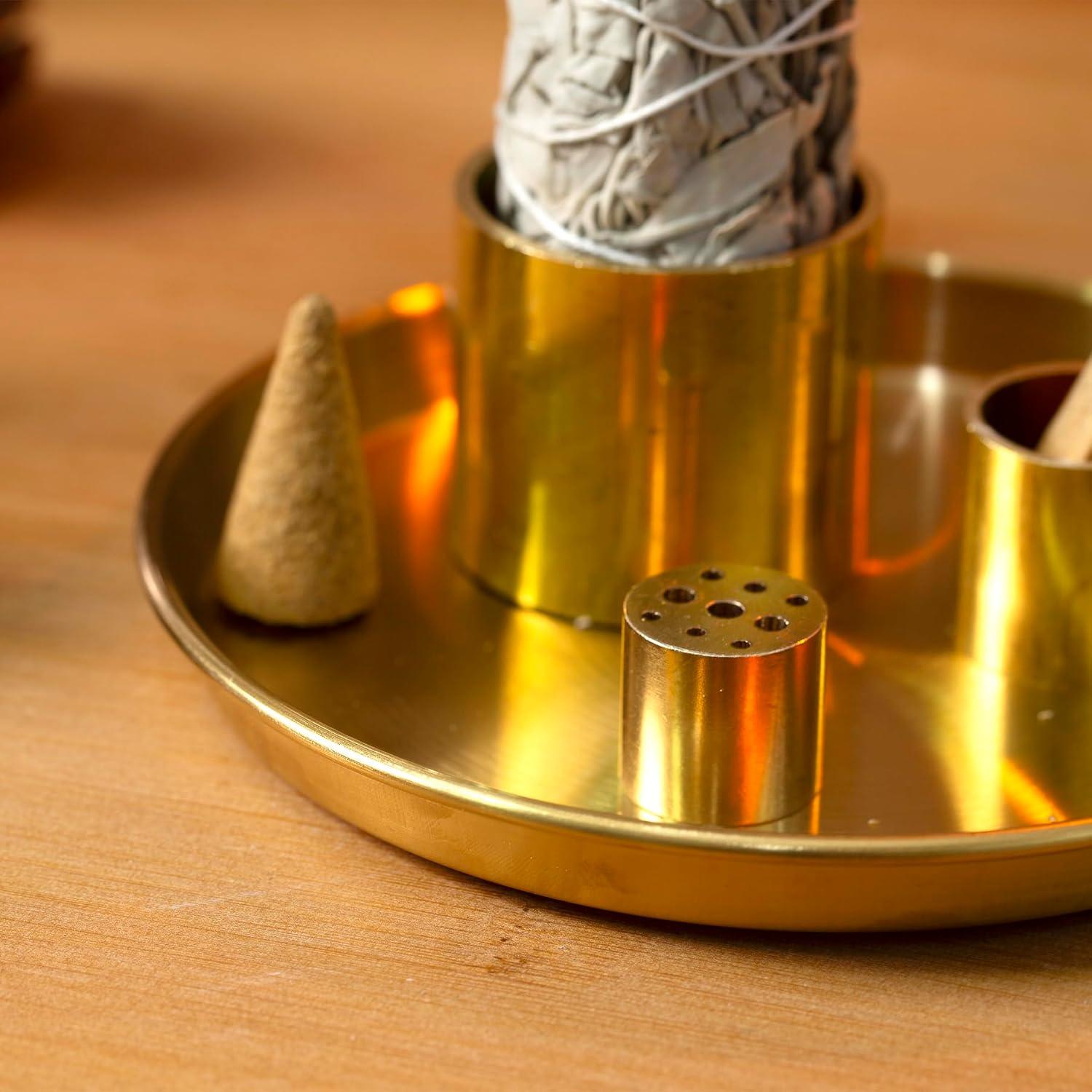 Soporte de Incienso IVWOXO de Latón 14 cm - Recogedor de Cenizas