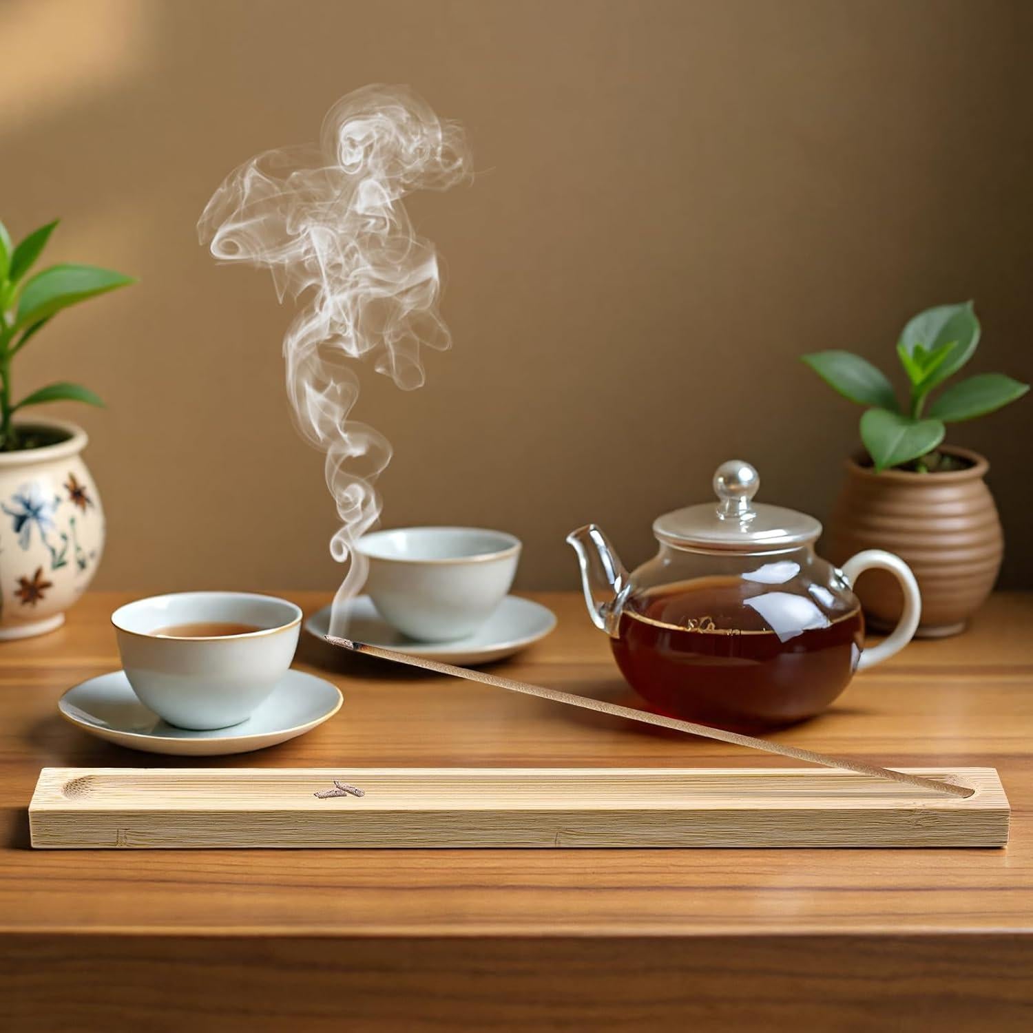 Soporte de Incienso de Madera EupHHonycs 2 Piezas con Recogedor