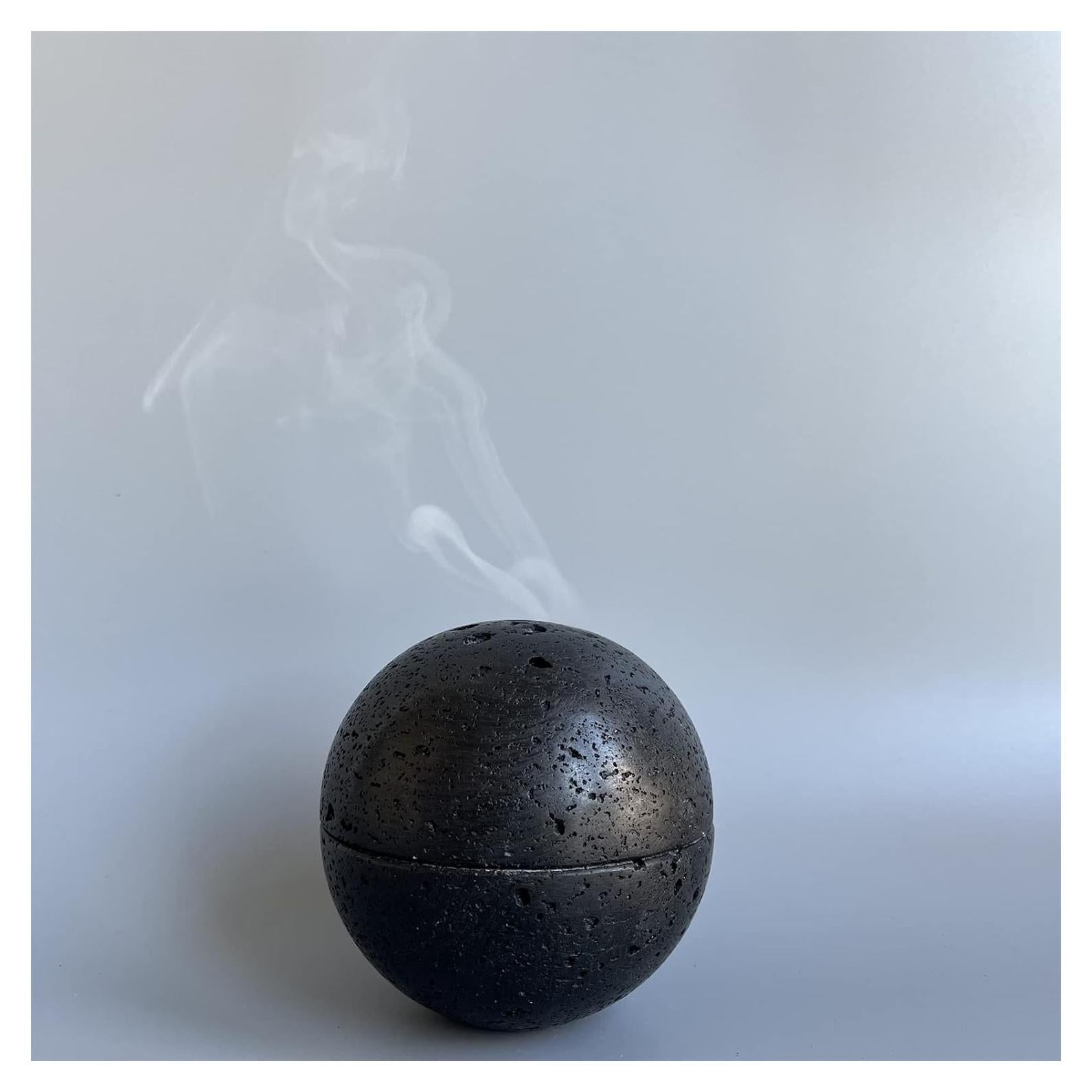 Soporte de Incienso Redondo SAIDKOCC de Travertino Negro 10.4 cm