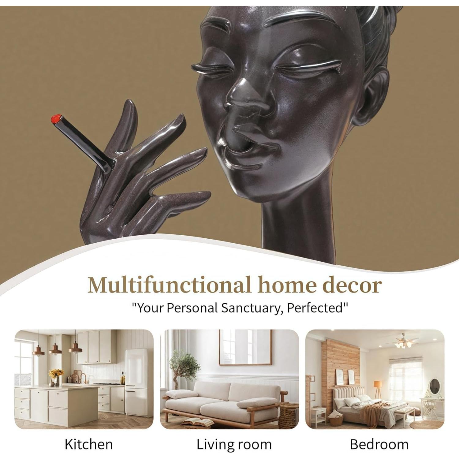 Quemador de Incienso MINGOMINGO Cabeza Mujer Negra 20 cm