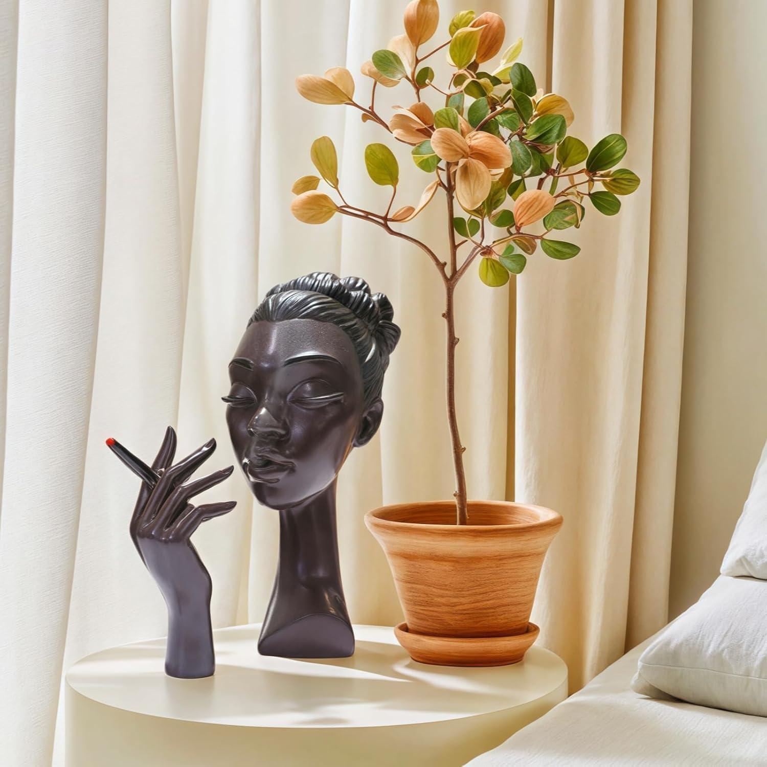 Quemador de Incienso MINGOMINGO Cabeza Mujer Negra 20 cm