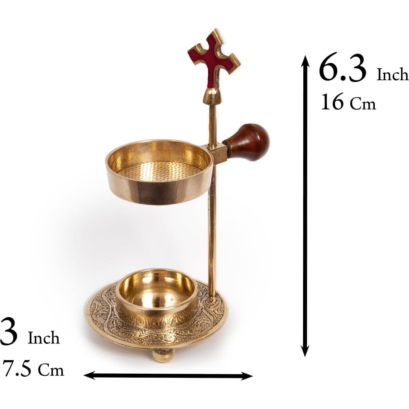 Quemador de Incienso Cruz Dorada Ajustable - 15.24 cm