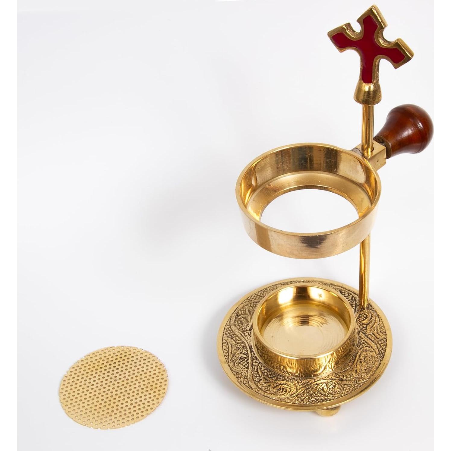 Quemador de Incienso Cruz Dorada Ajustable - 15.24 cm