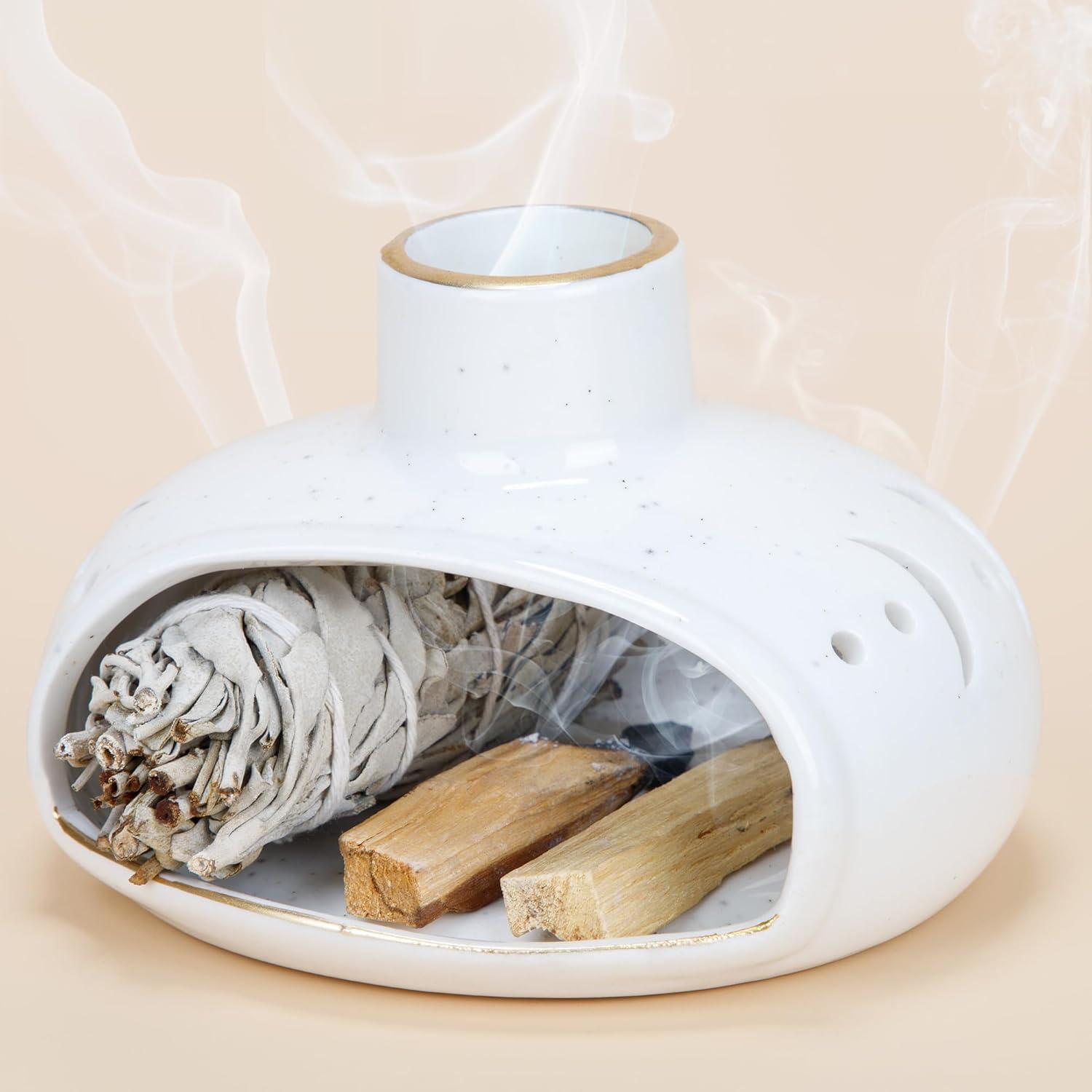 Soporte de Incienso ZenBless 3 en 1 Cerámica Fase Lunar 13.5cm