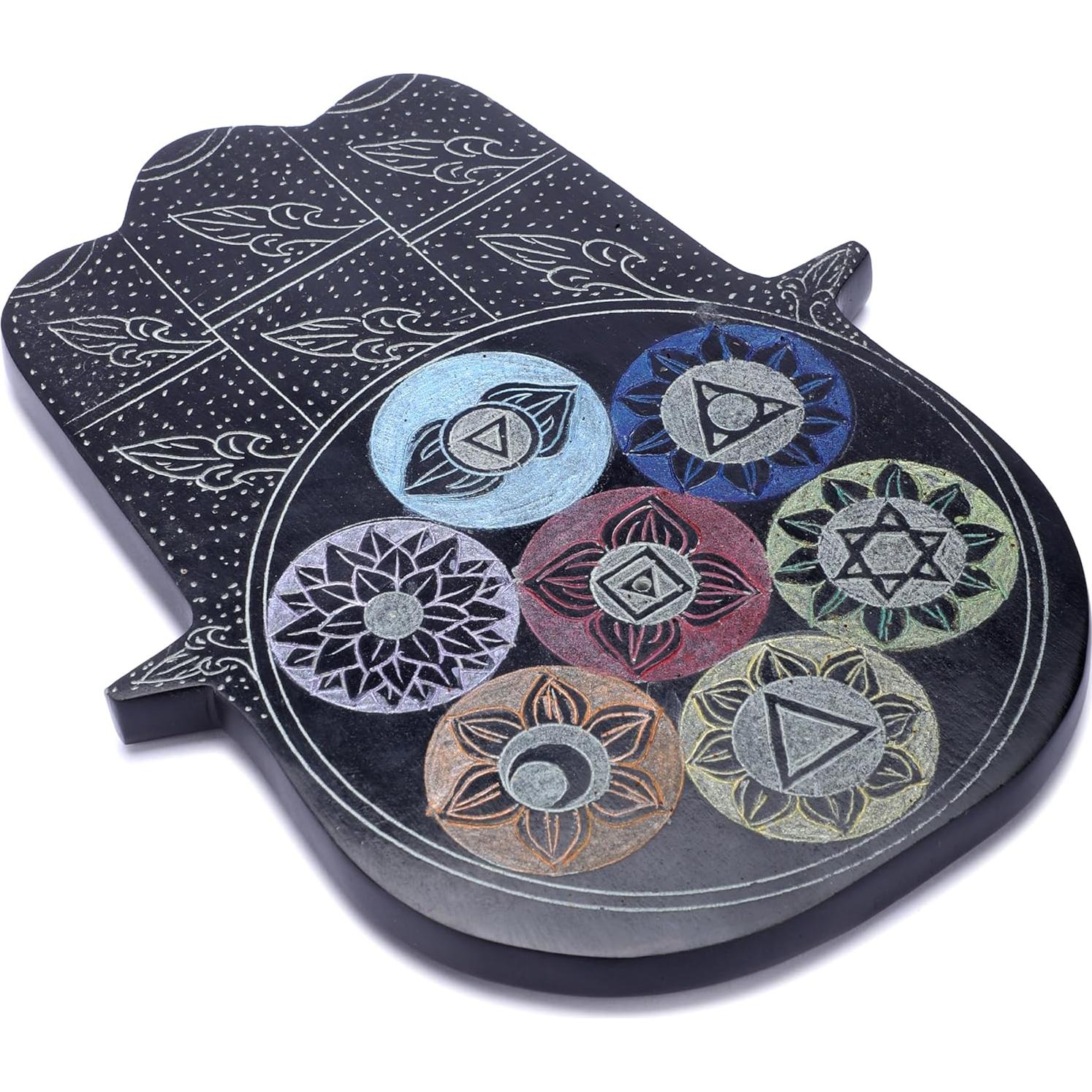 Soporte de Incienso Ajuny Mano Hamsa de Piedra de Jabón 19x15 cm