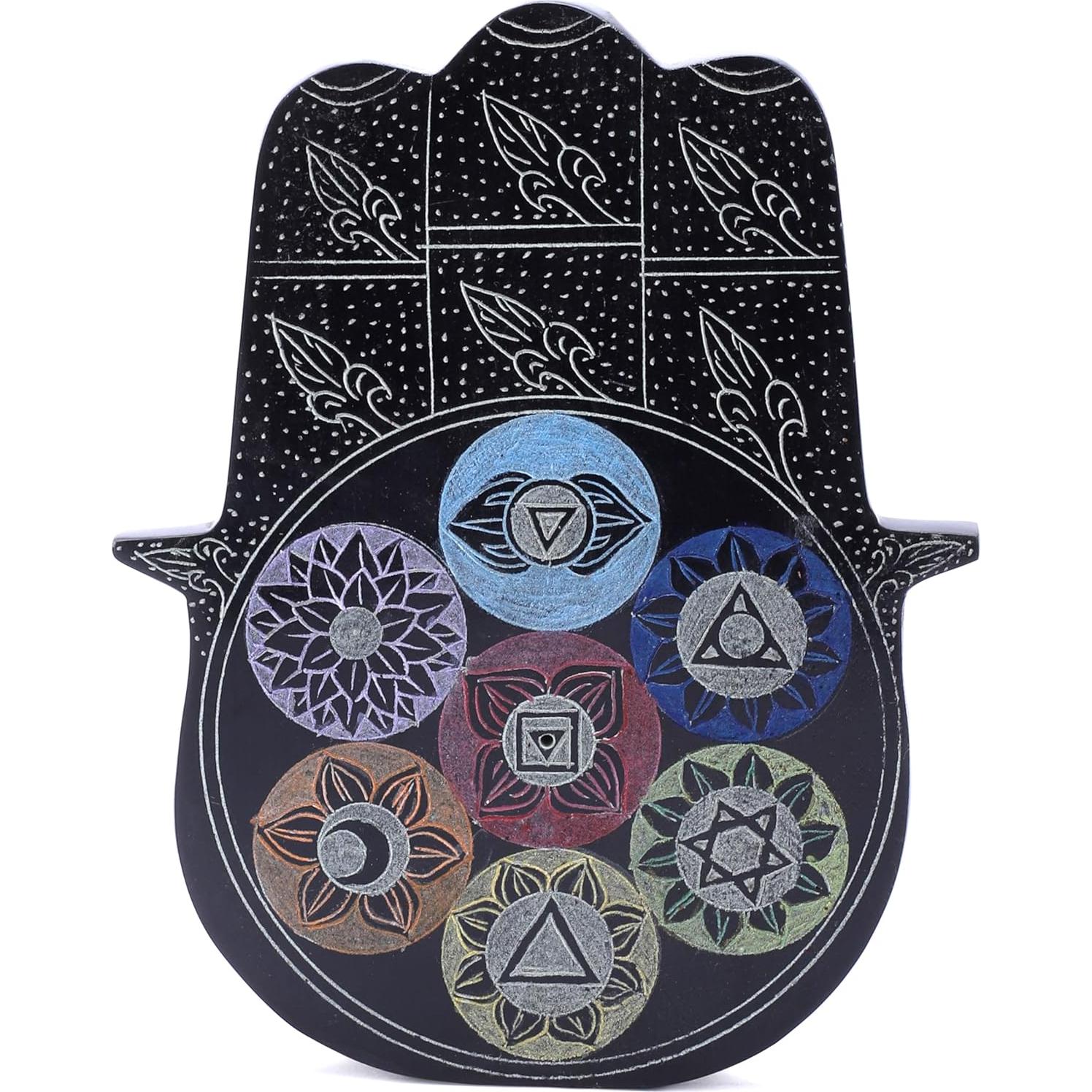 Soporte de Incienso Ajuny Mano Hamsa de Piedra de Jabón 19x15 cm