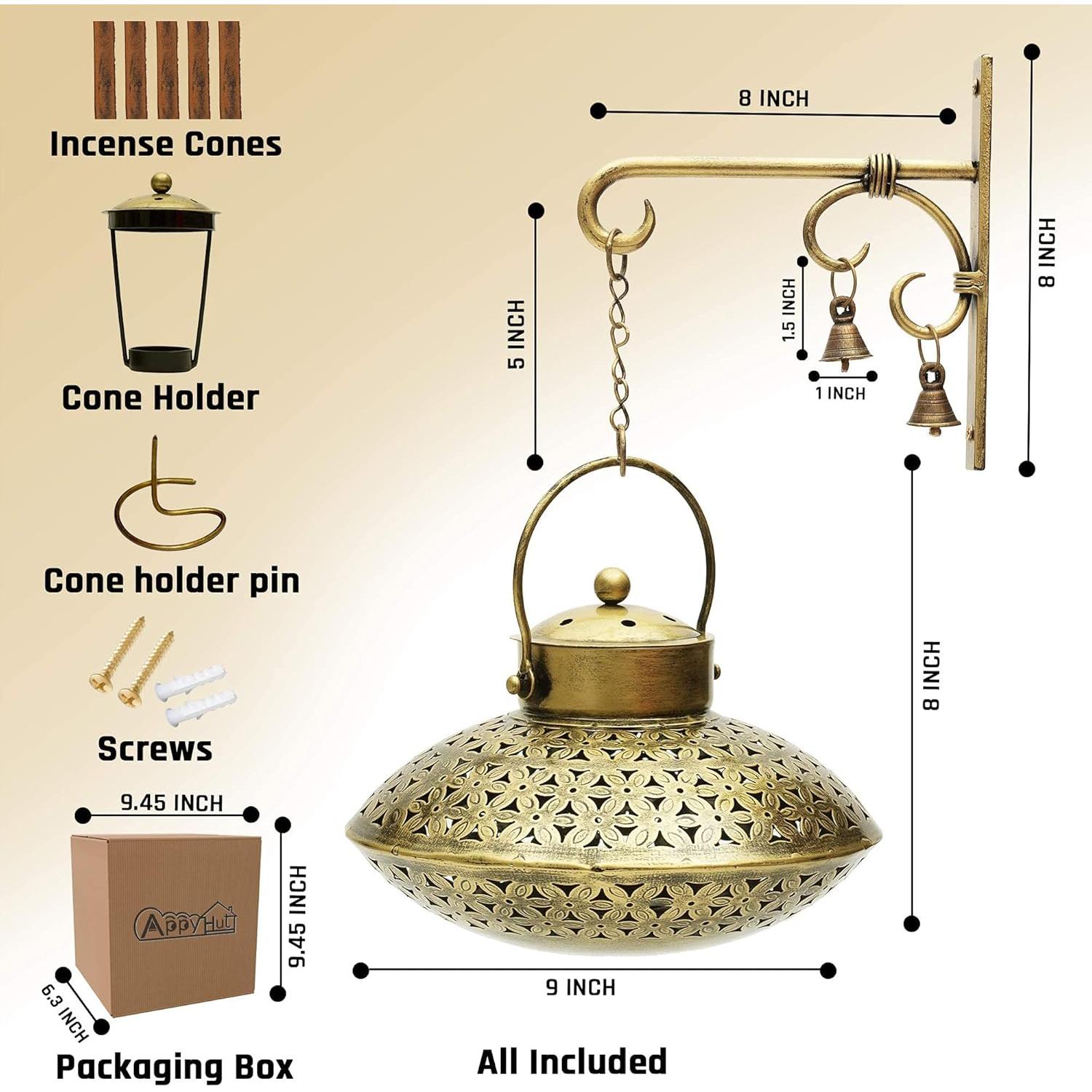 Soporte de Incienso Colgante AppyHut - Vintage Antiguo 22.86cm