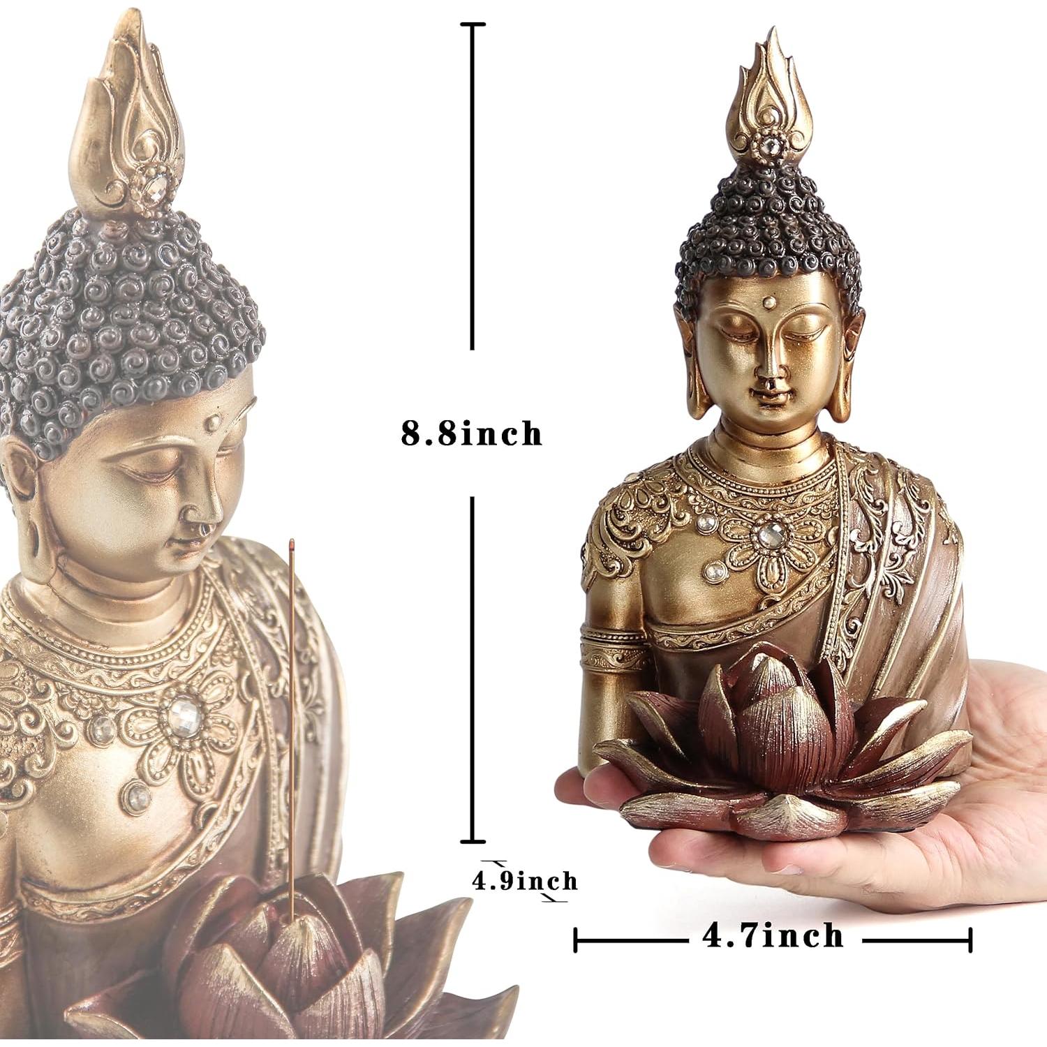 Estatua de Buda dorado con soporte para incienso Smadeer 22.4 cm