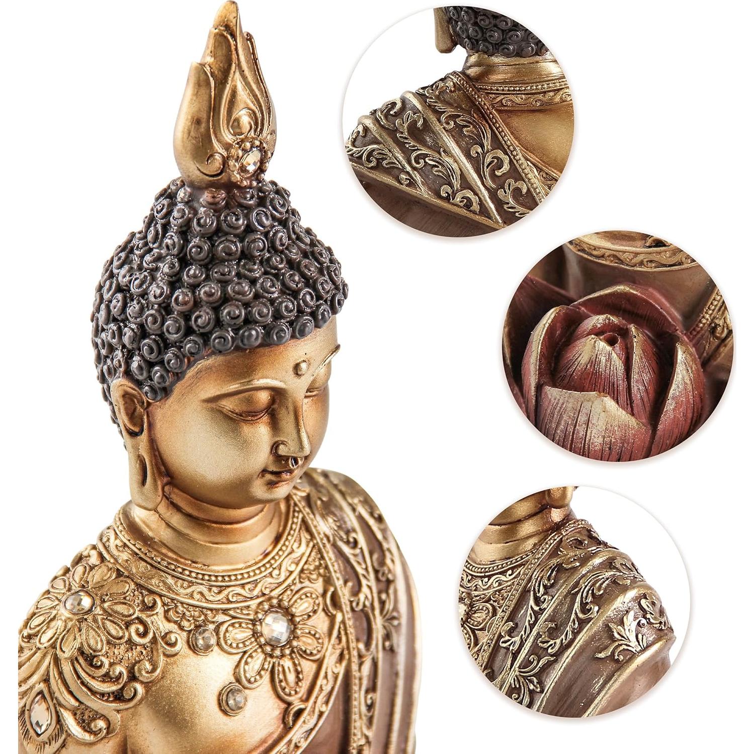 Estatua de Buda dorado con soporte para incienso Smadeer 22.4 cm