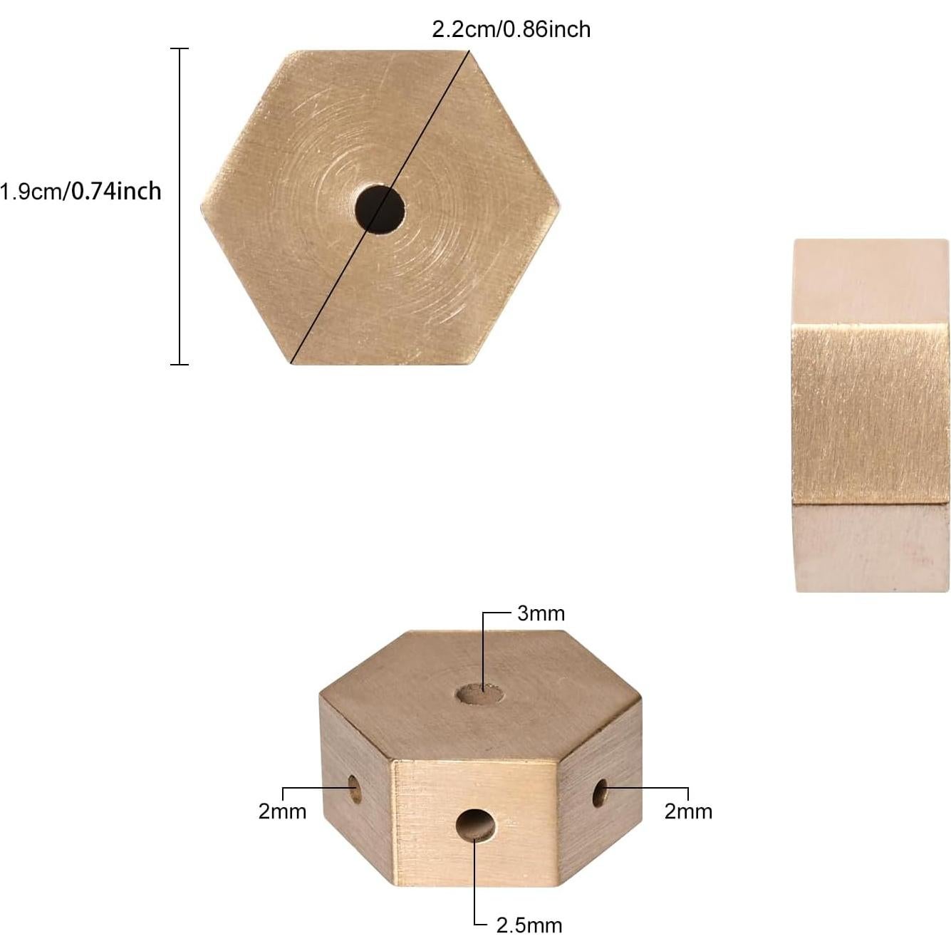 Soporte de Incienso Hexagonal Pumwoy - 3 Piezas Latón Oro