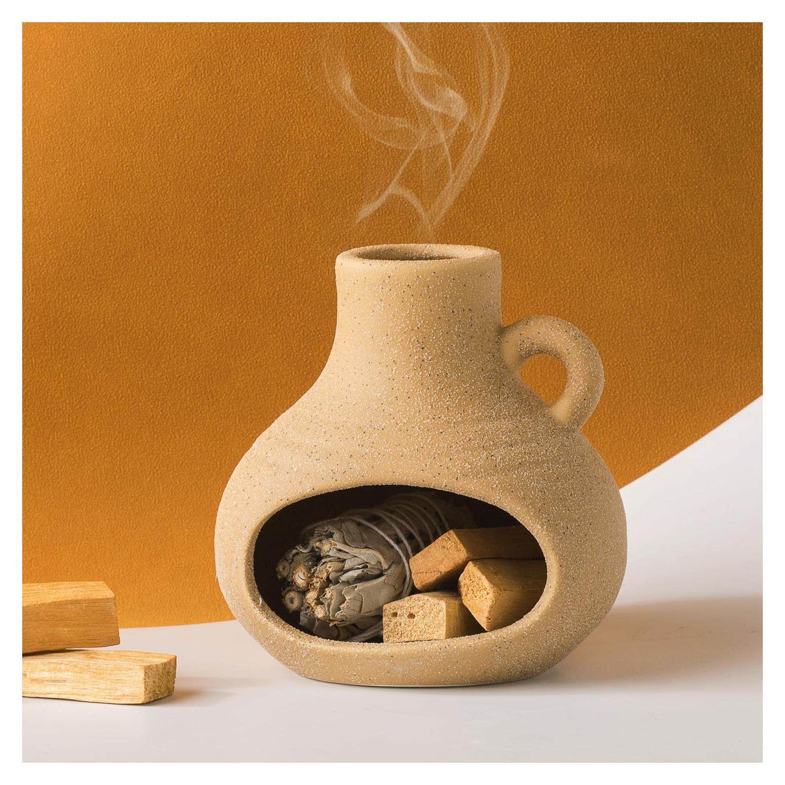 Soporte quemador de incienso Pincasol de cerámica beige 10.16cm