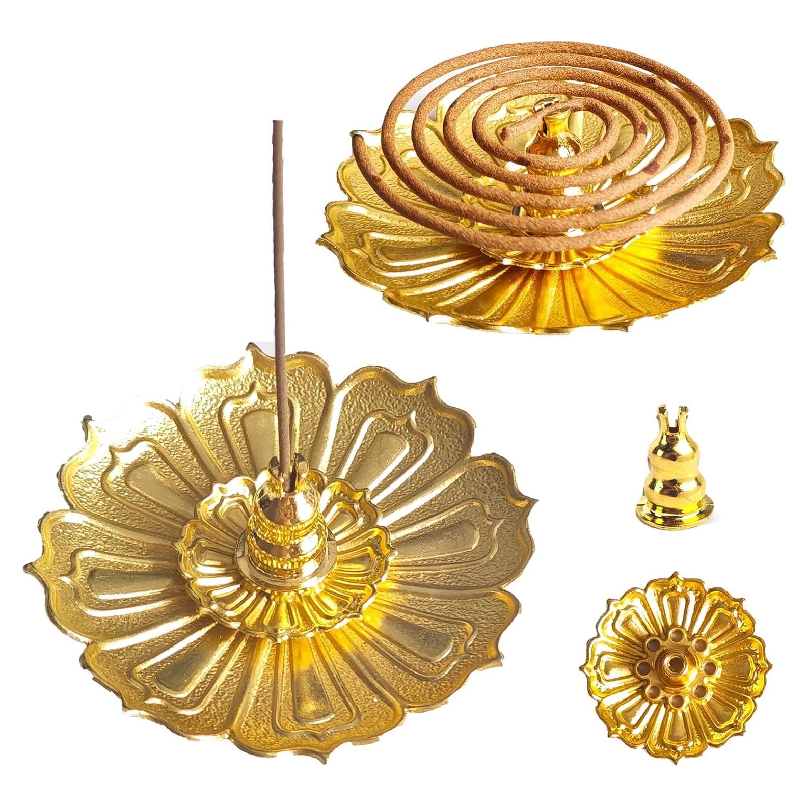 Soporte para Incienso Loto Dorado AMASSIVEROCK - 3 Piezas