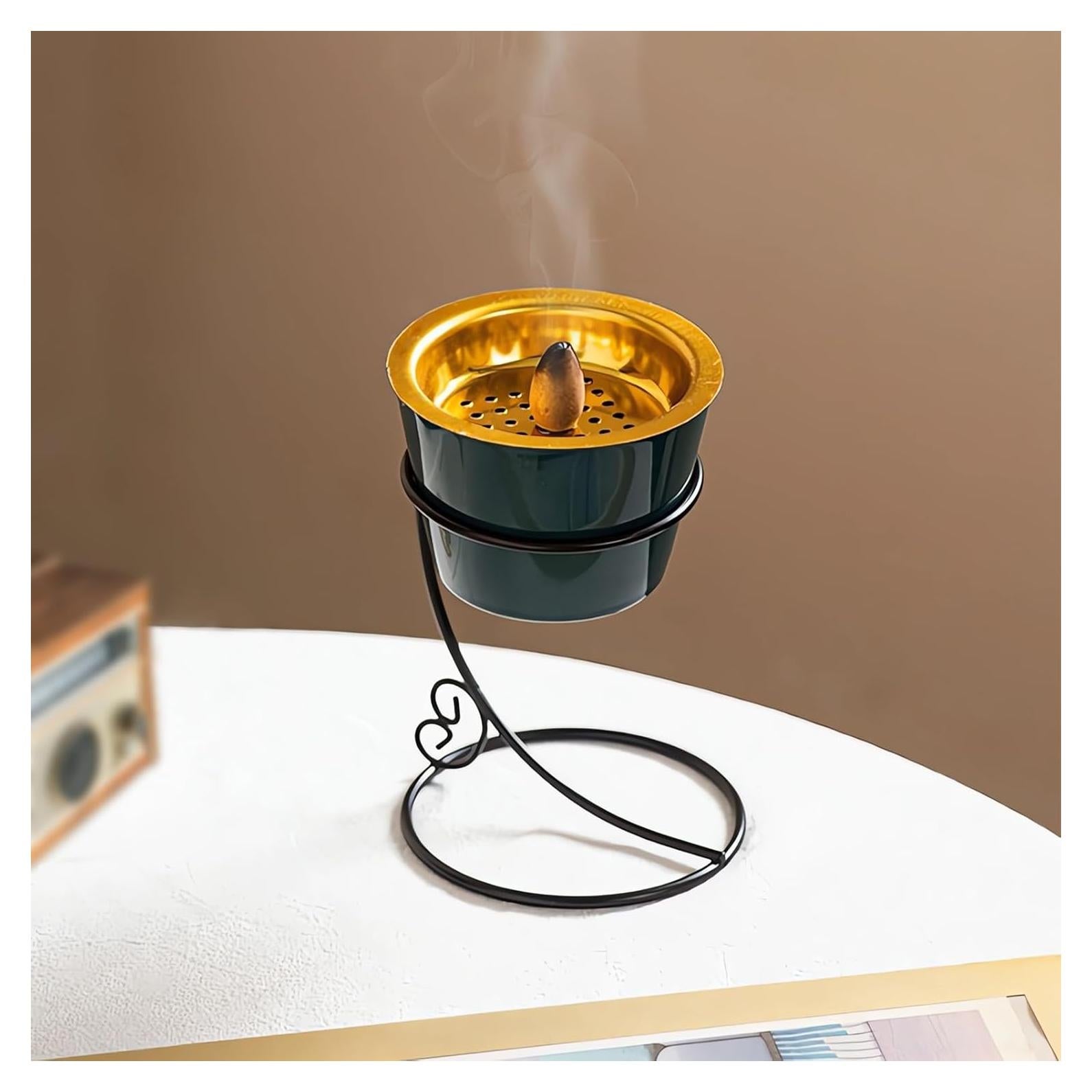 Soporte para conos de incienso Kccsnio cerámica verde 14 cm