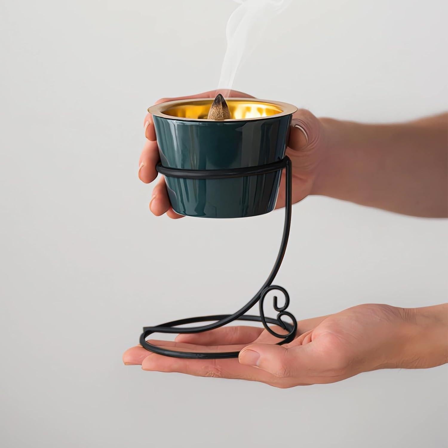 Soporte para conos de incienso Kccsnio cerámica verde 14 cm