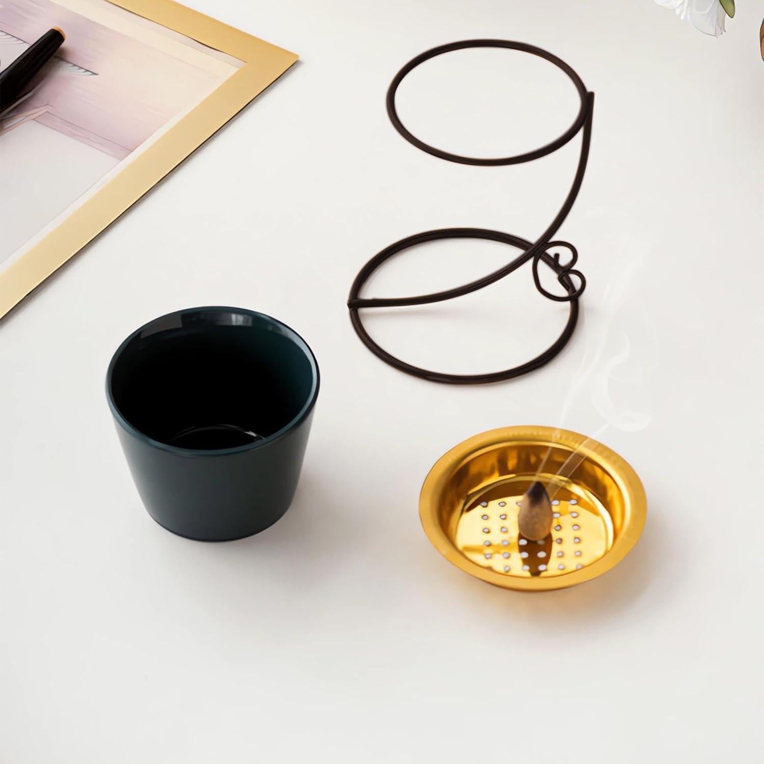 Soporte para conos de incienso Kccsnio cerámica verde 14 cm