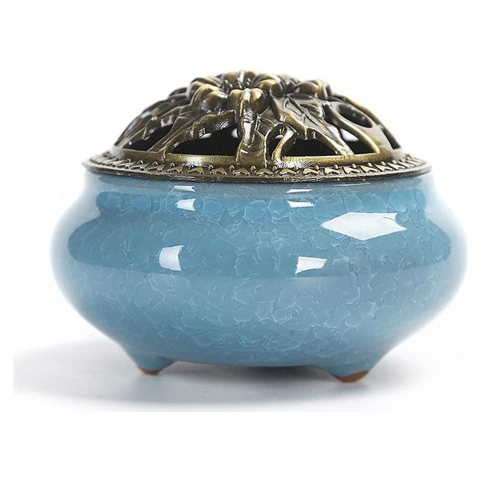 Quemador de Incienso de Cerámica AISIBO Azul 7.4 cm