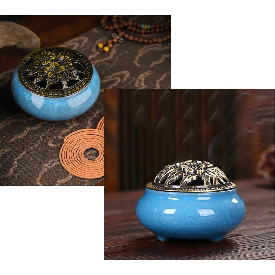 Quemador de Incienso de Cerámica AISIBO Azul 7.4 cm