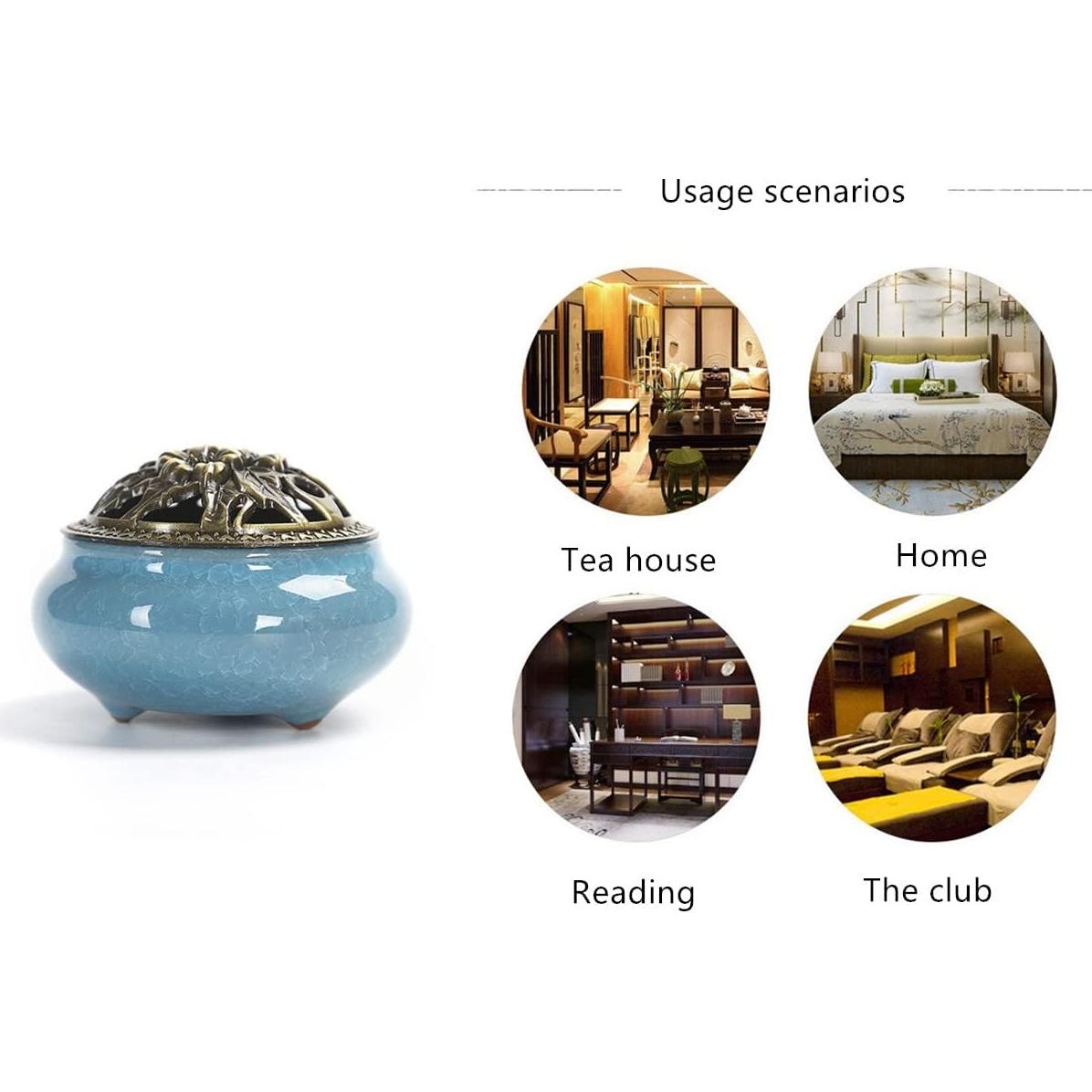 Quemador de Incienso de Cerámica AISIBO Azul 7.4 cm