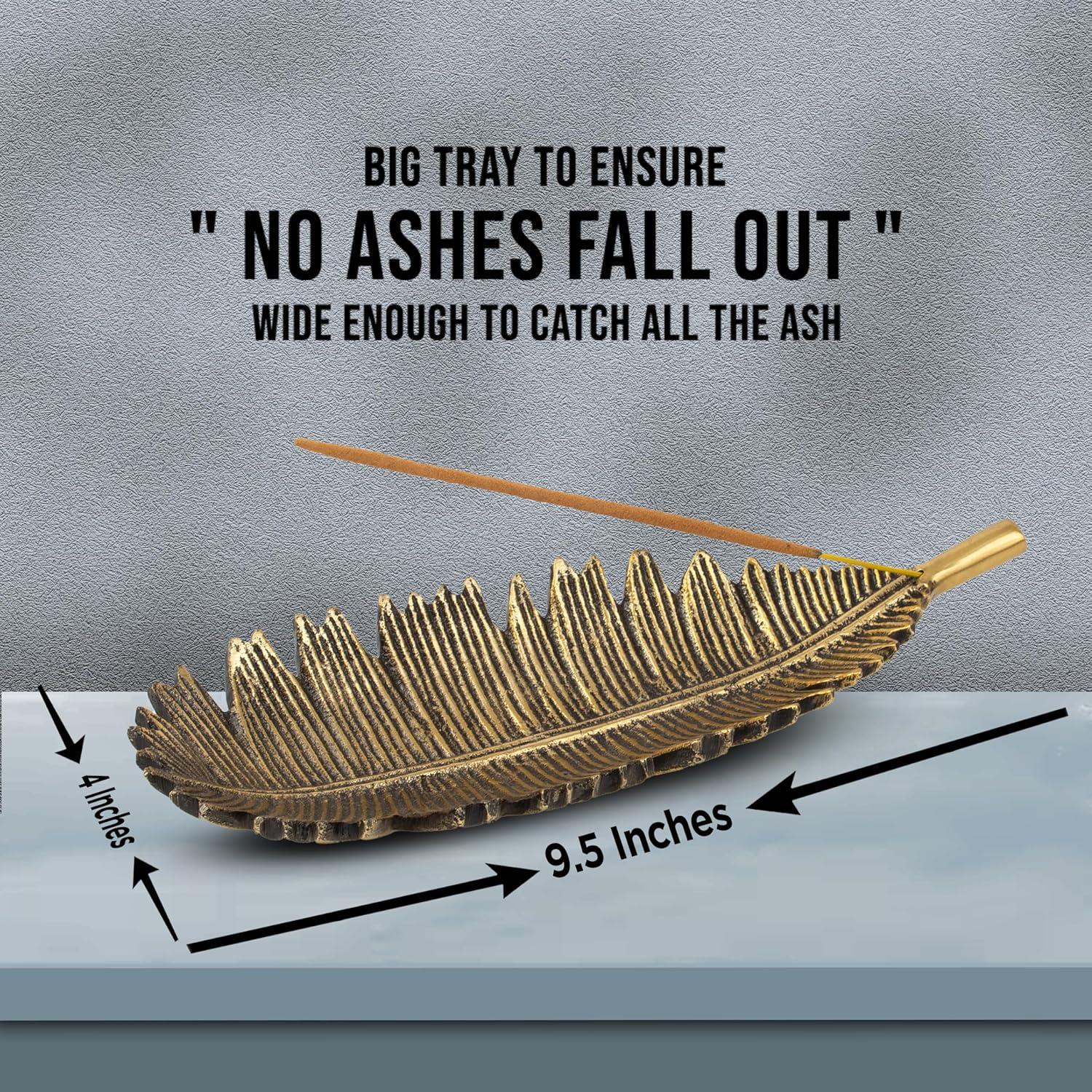 Soporte de Incienso Raajsee Hoja Dorada + Varitas Nag Champa 15g