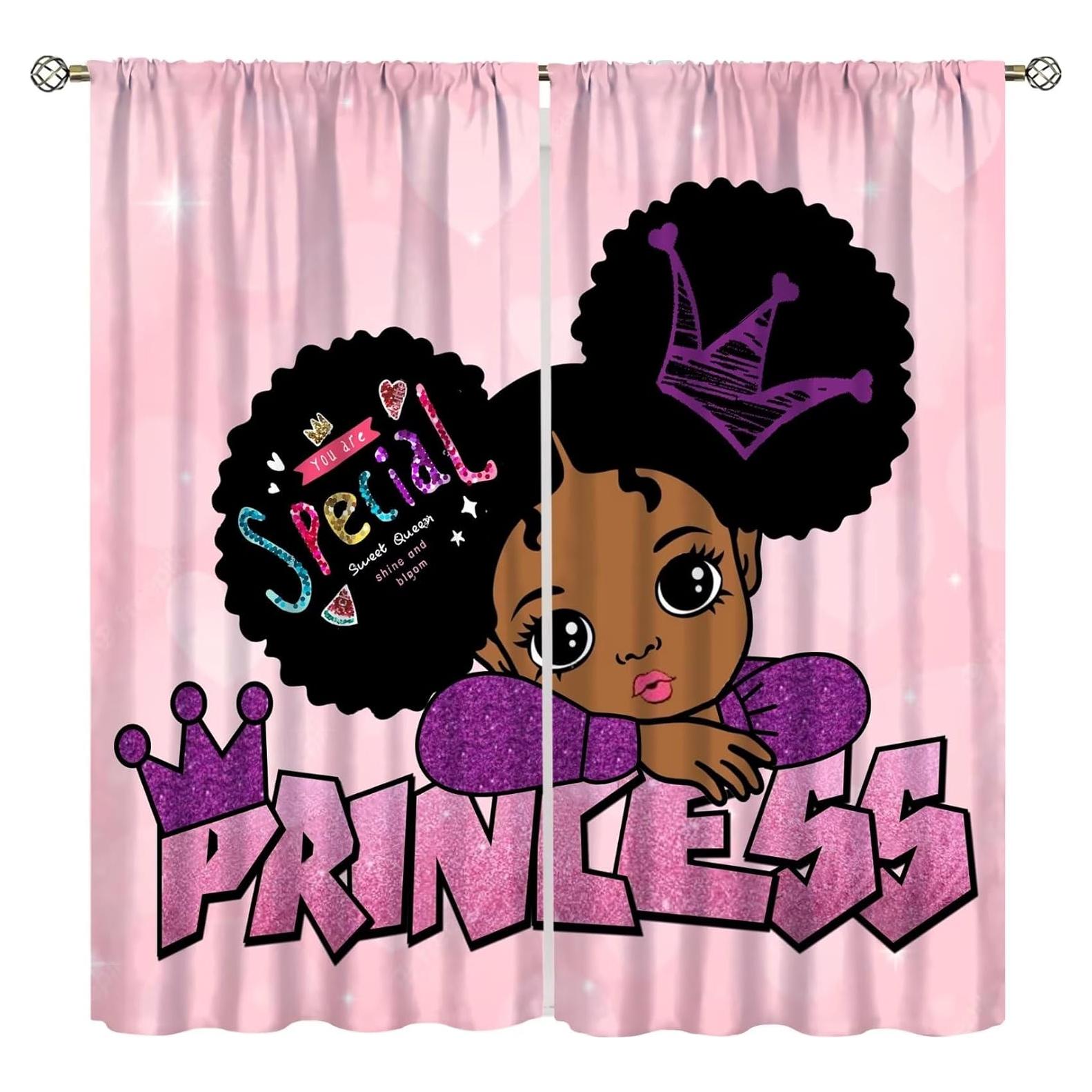 Cortinas de Niña SXXLDNG Rosa y Negra 2 Paneles 53x135 cm