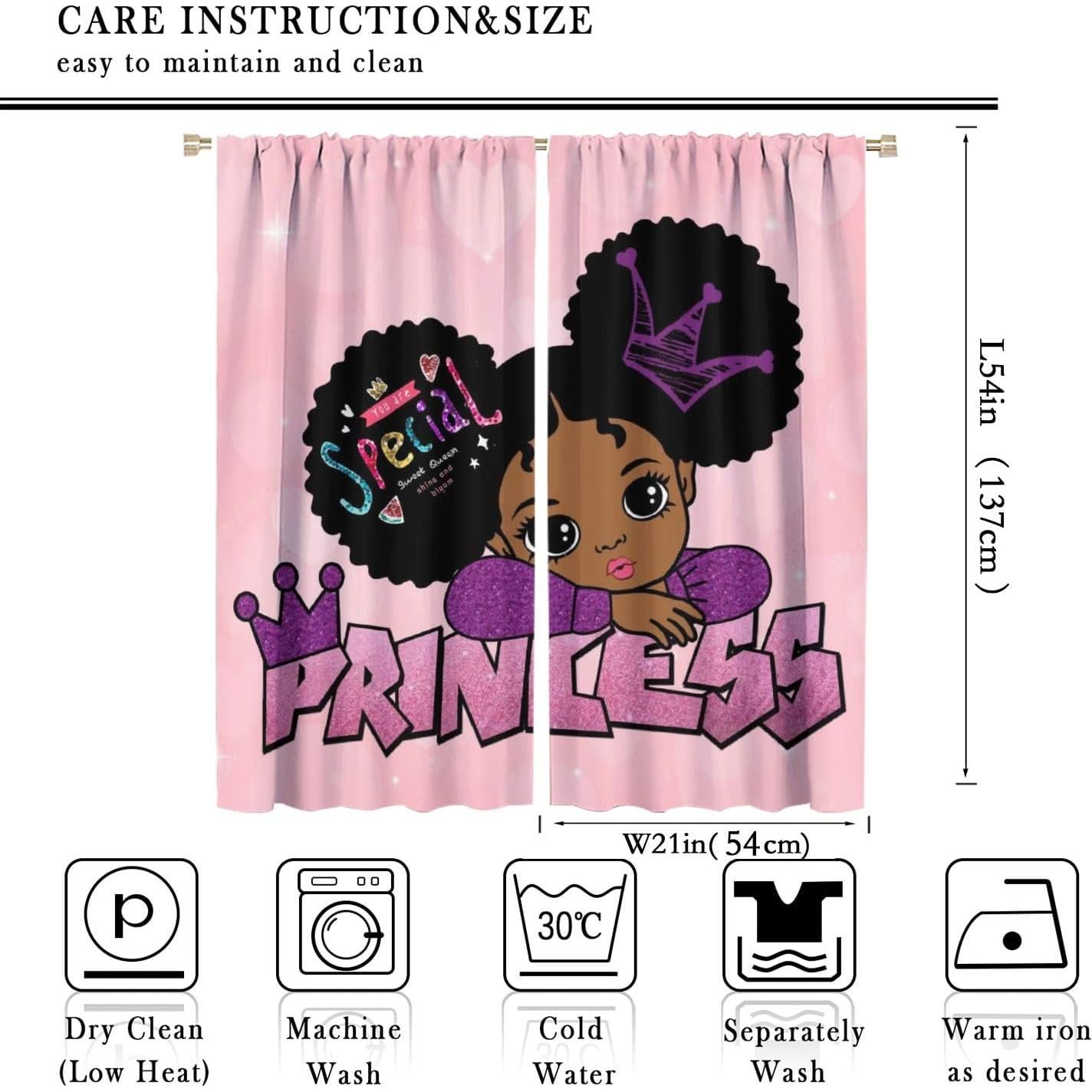 Cortinas de Niña SXXLDNG Rosa y Negra 2 Paneles 53x135 cm