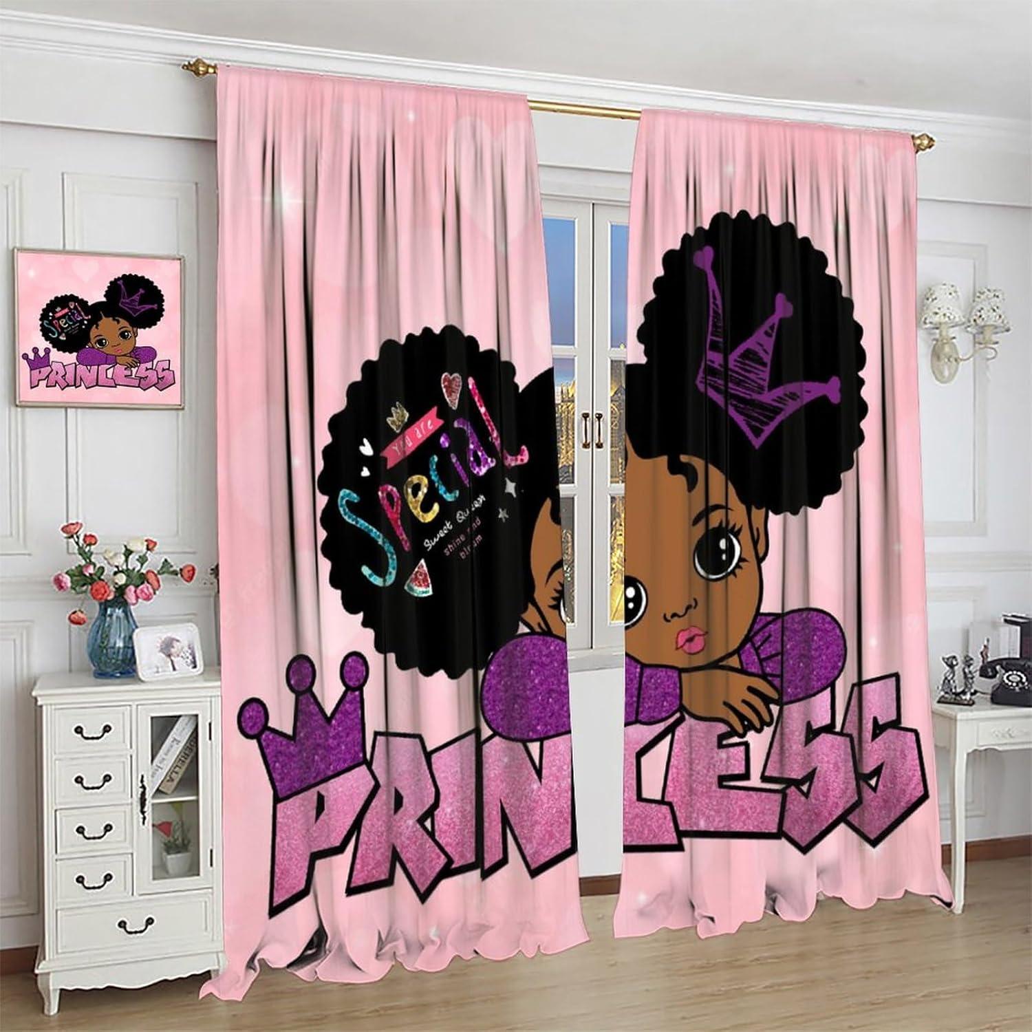 Cortinas de Niña SXXLDNG Rosa y Negra 2 Paneles 53x135 cm