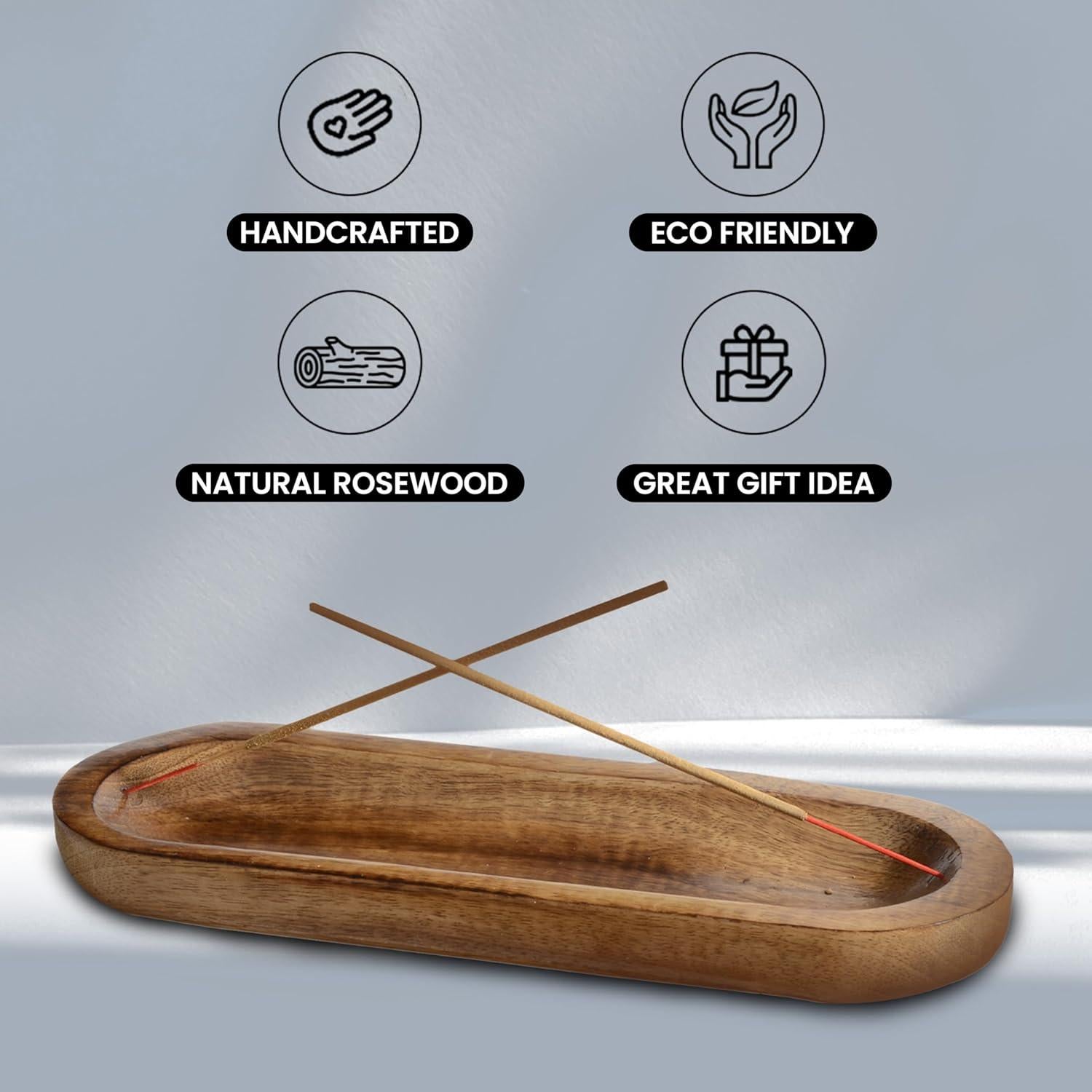 Soporte de Incienso UnitedPrime de Madera 28x10 cm Hecho a Mano