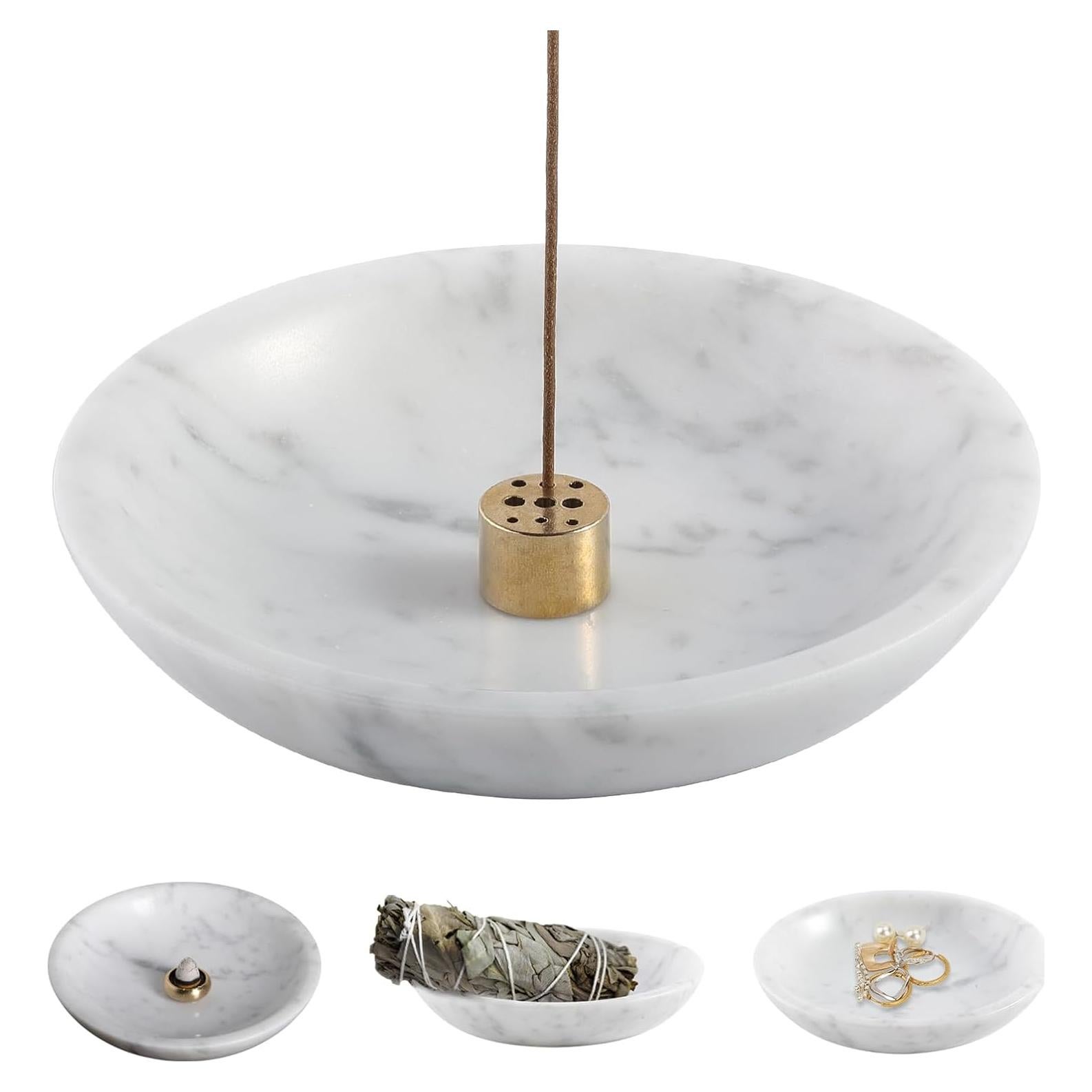 Soporte de Incienso de Mármol Carrara Koville 15.24 cm