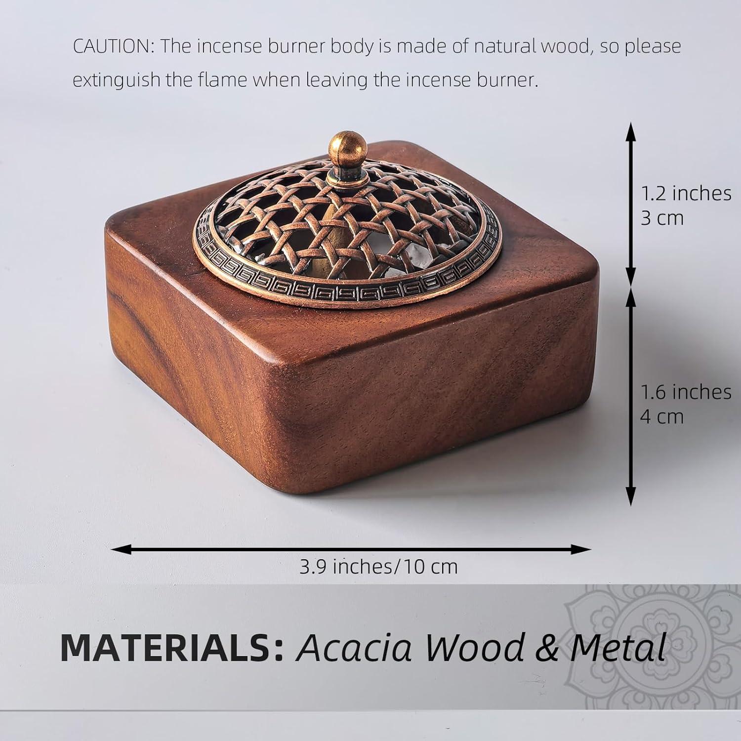 Quemador de Incienso WXDEC de Madera de Acacia Cuadrado