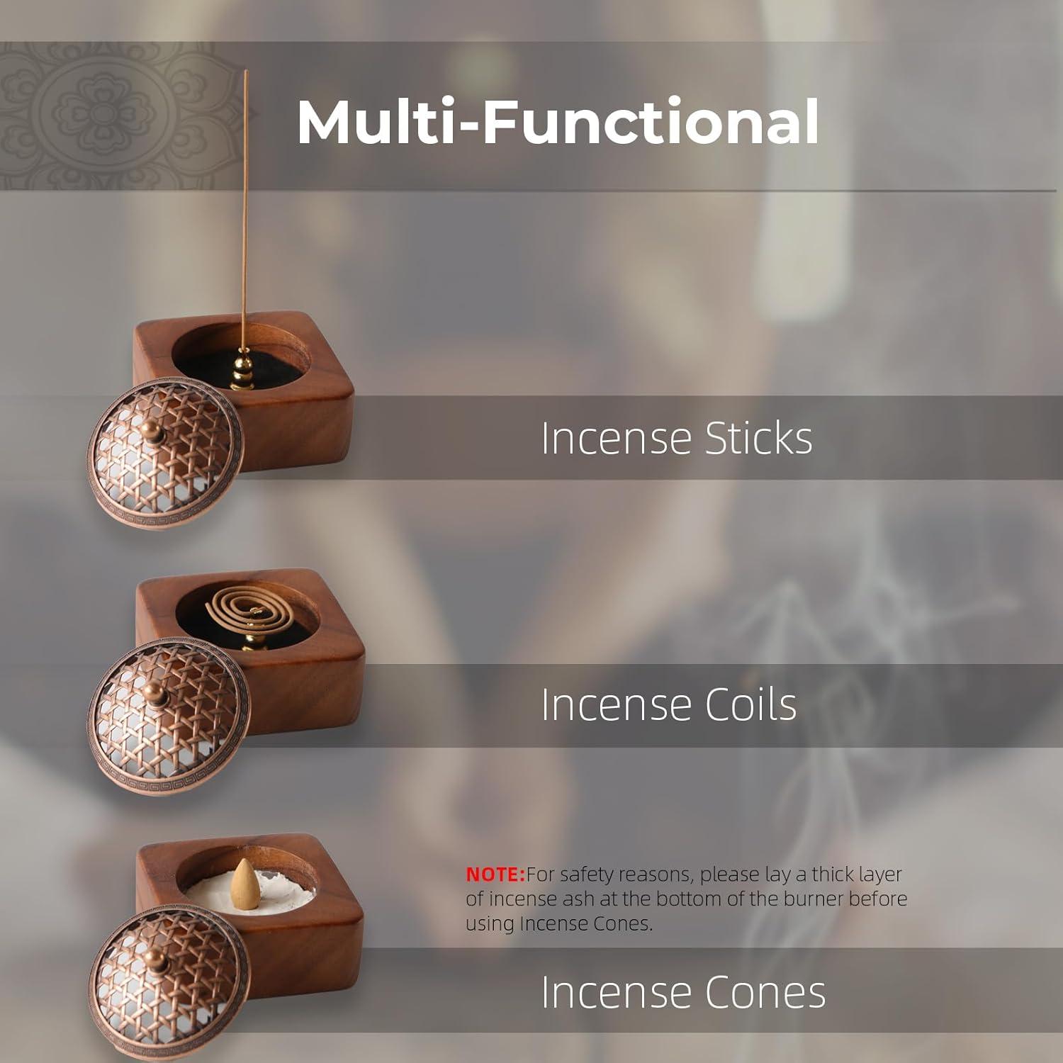 Quemador de Incienso WXDEC de Madera de Acacia Cuadrado