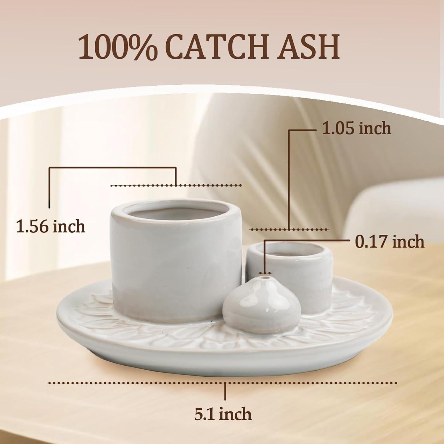 Soporte 4 en 1 para Incienso KJQJLY de Cerámica Blanco