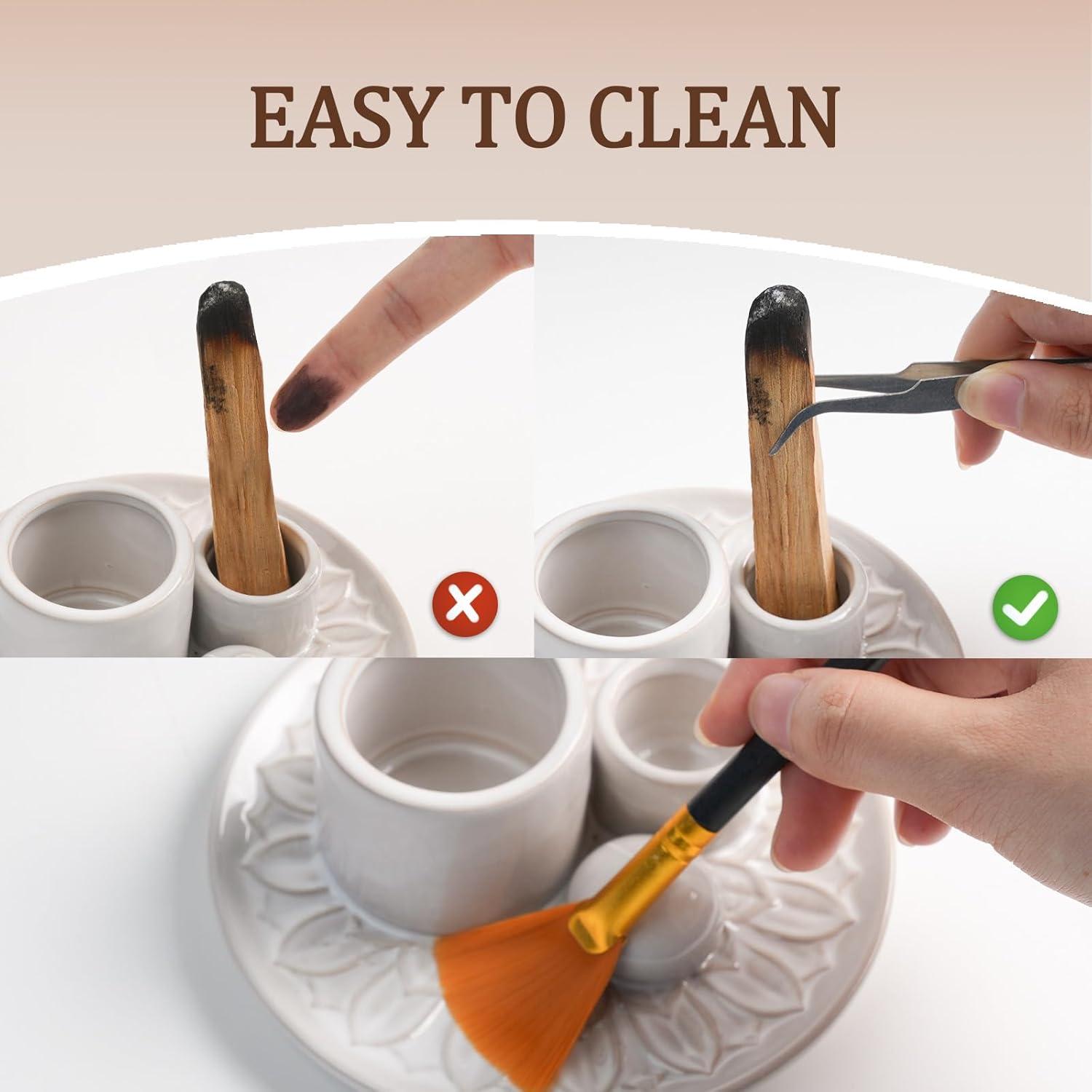 Soporte 4 en 1 para Incienso KJQJLY de Cerámica Blanco