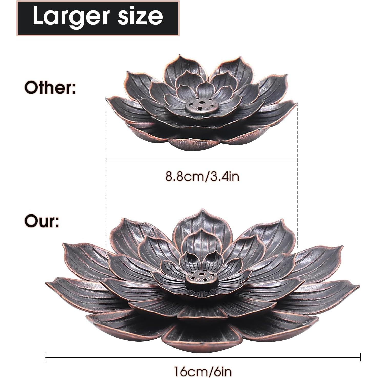 Soporte de Incienso Loto CVBUCKST 15 cm Zinc Negro