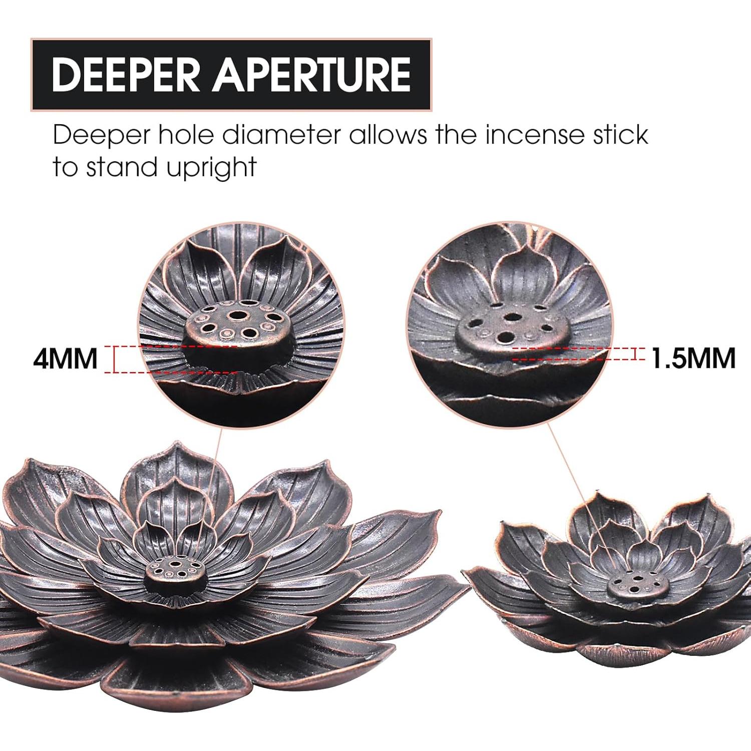 Soporte de Incienso Loto CVBUCKST 15 cm Zinc Negro