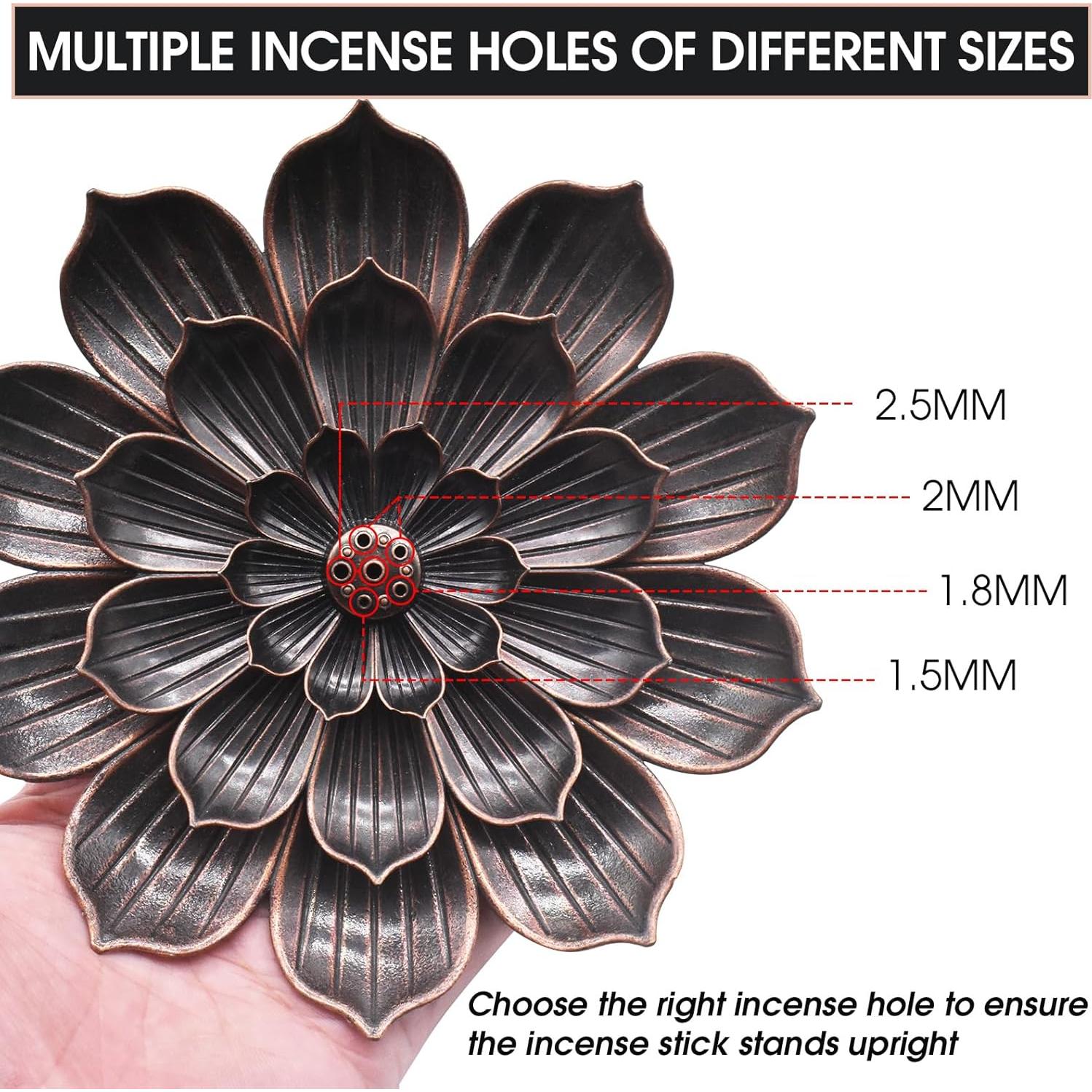 Soporte de Incienso Loto CVBUCKST 15 cm Zinc Negro