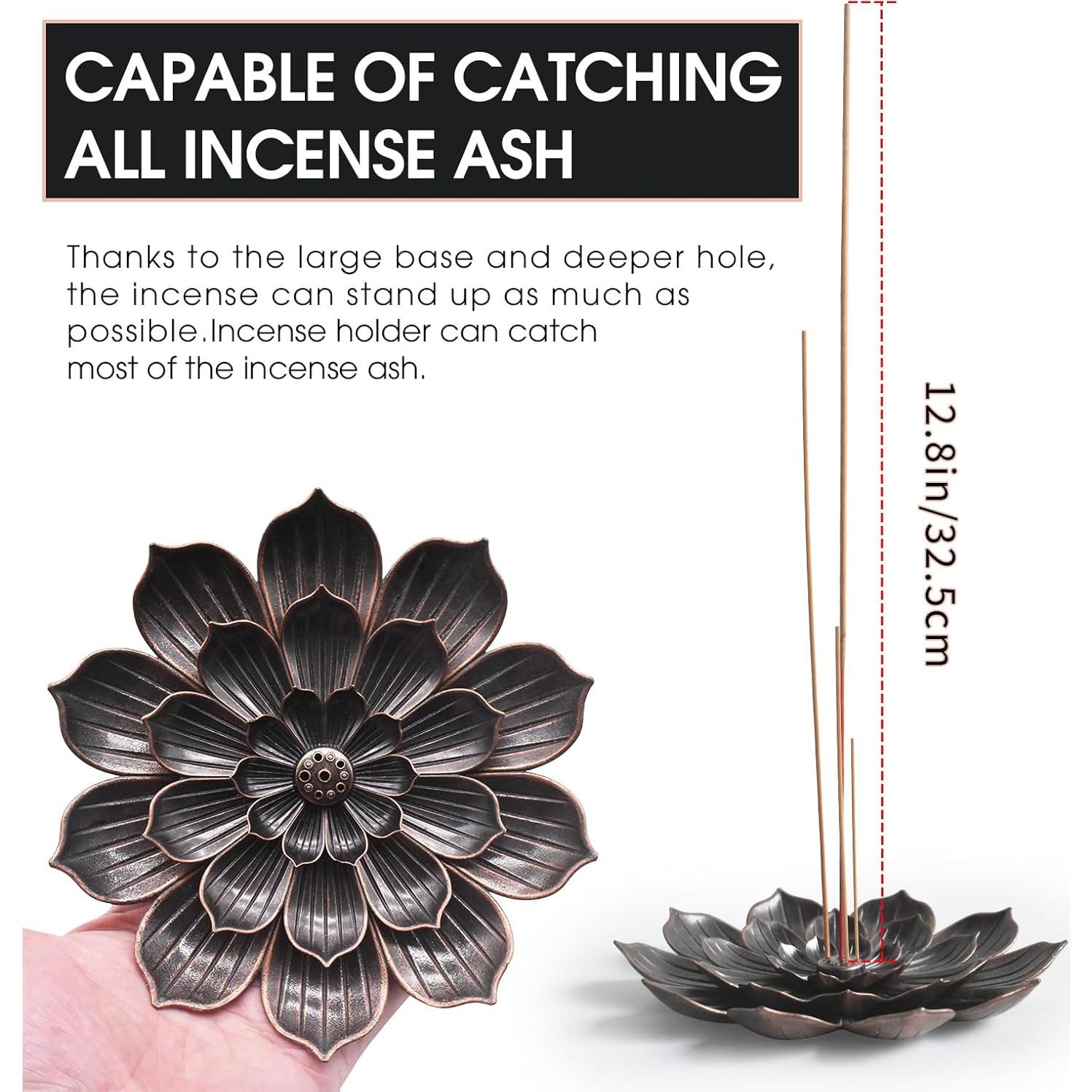 Soporte de Incienso Loto CVBUCKST 15 cm Zinc Negro