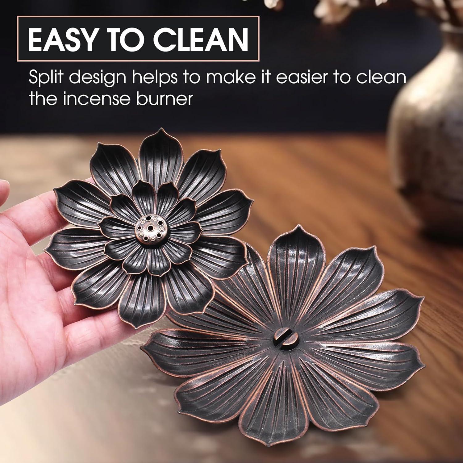 Soporte de Incienso Loto CVBUCKST 15 cm Zinc Negro