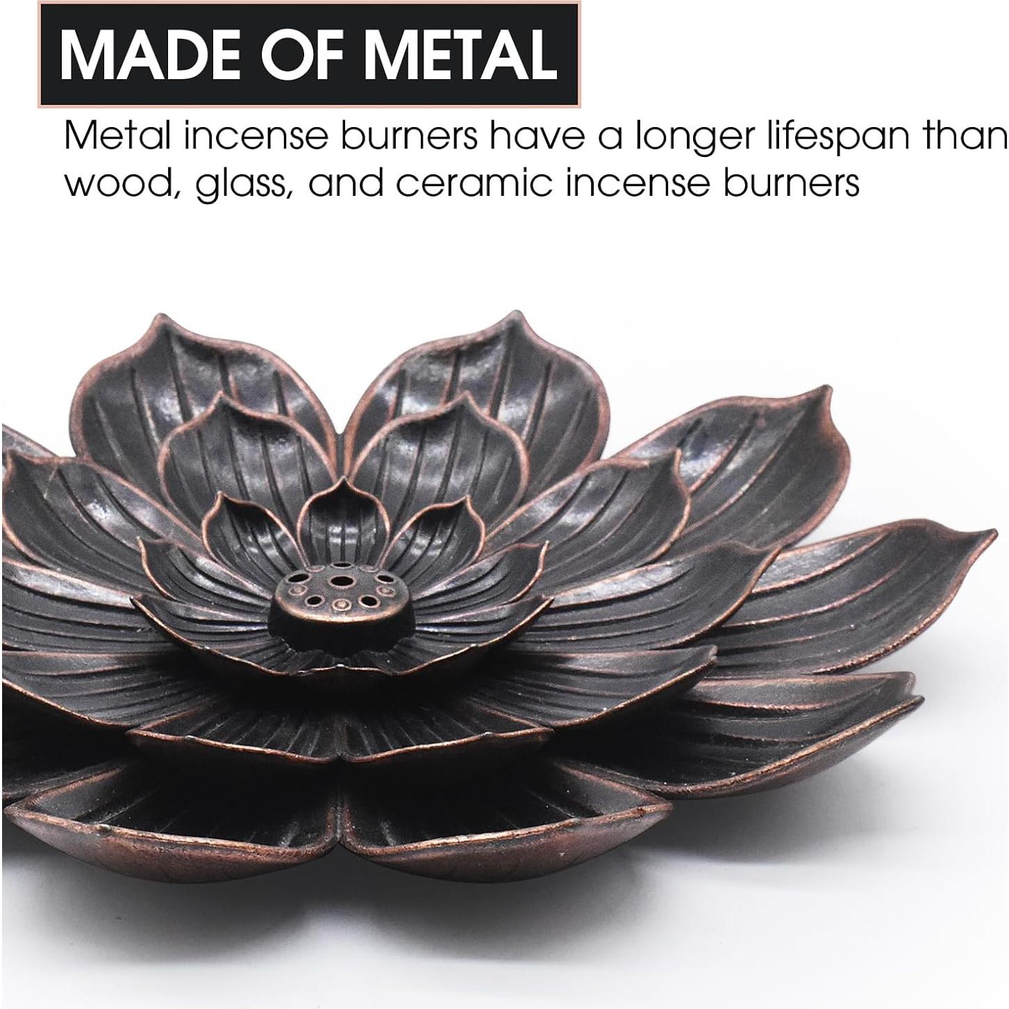 Soporte de Incienso Loto CVBUCKST 15 cm Zinc Negro