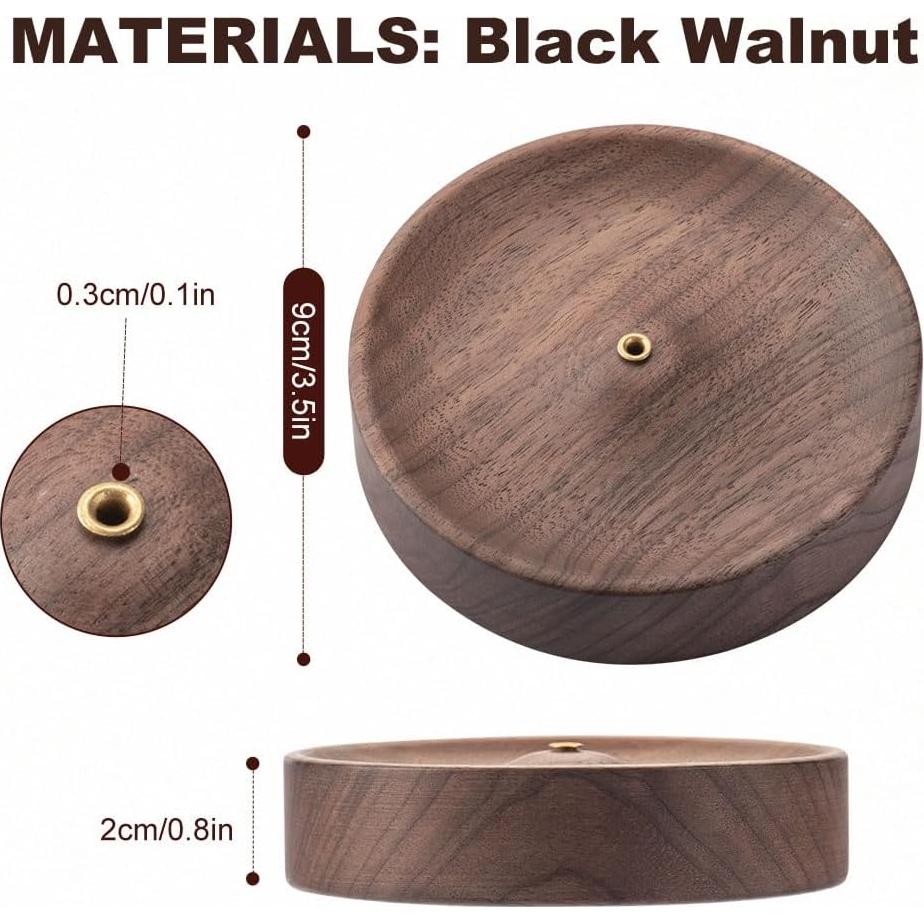 Soporte de Incienso Redondo MIGAKU HOME de Madera de Nogal